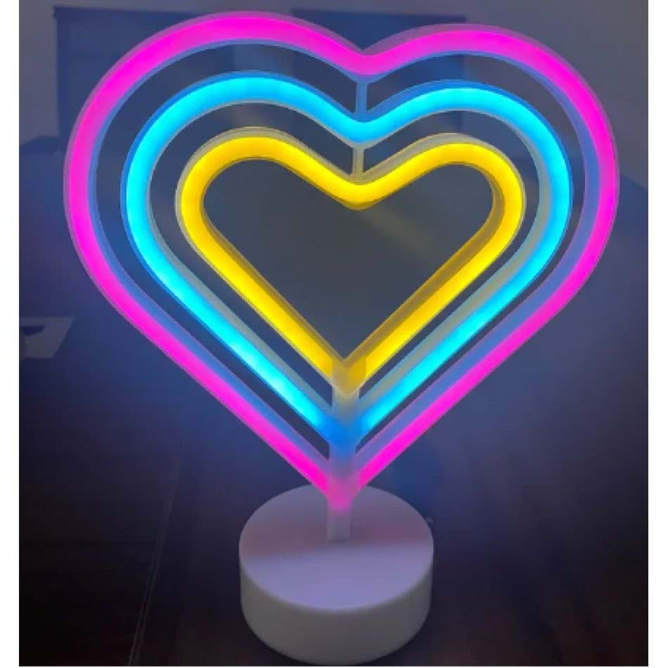 Neon Işıklı Kalp Masa Gece Lambası Pil ve Usb MZ6200-258 resmi