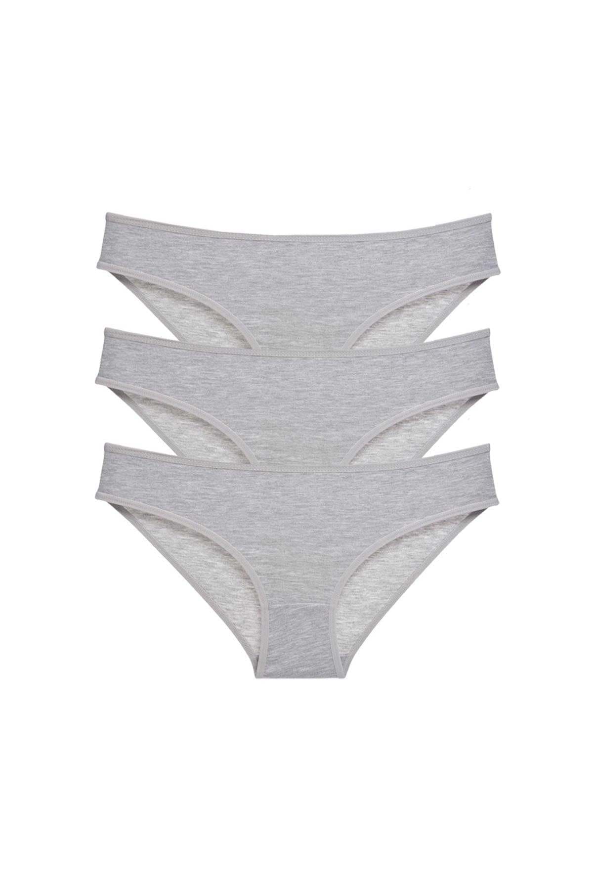 Picture of 3 adet Süper Eko Set Likralı Kadın Slip Külot Gri