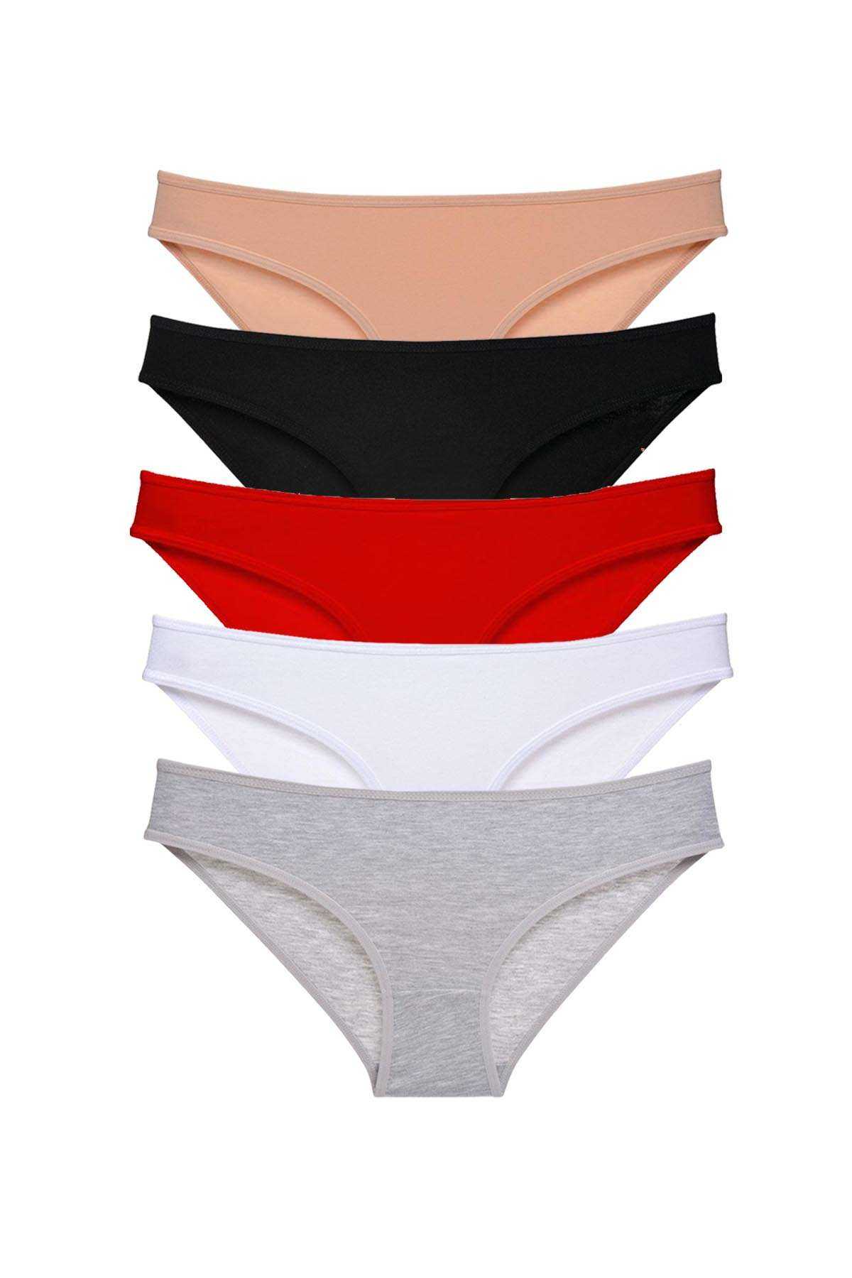 5 adet Süper Eko Set Likralı Kadın Slip Külot Çok Renkli resmi