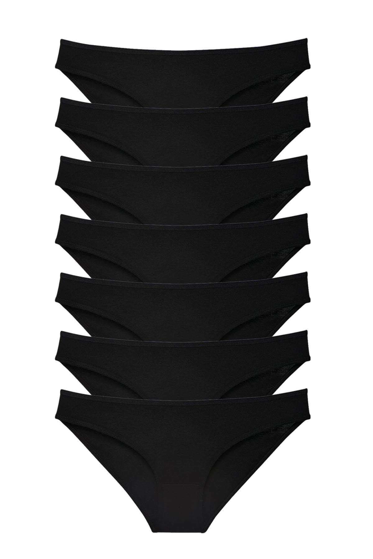 7 adet Süper Eko Set Likralı Kadın Slip Külot Siyah resmi