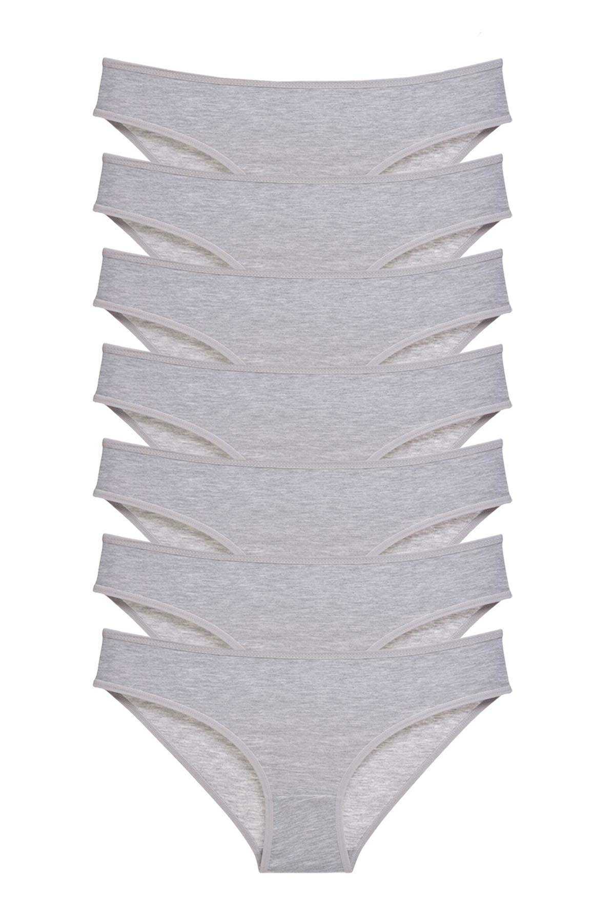 7 adet Süper Eko Set Likralı Kadın Slip Külot Gri resmi