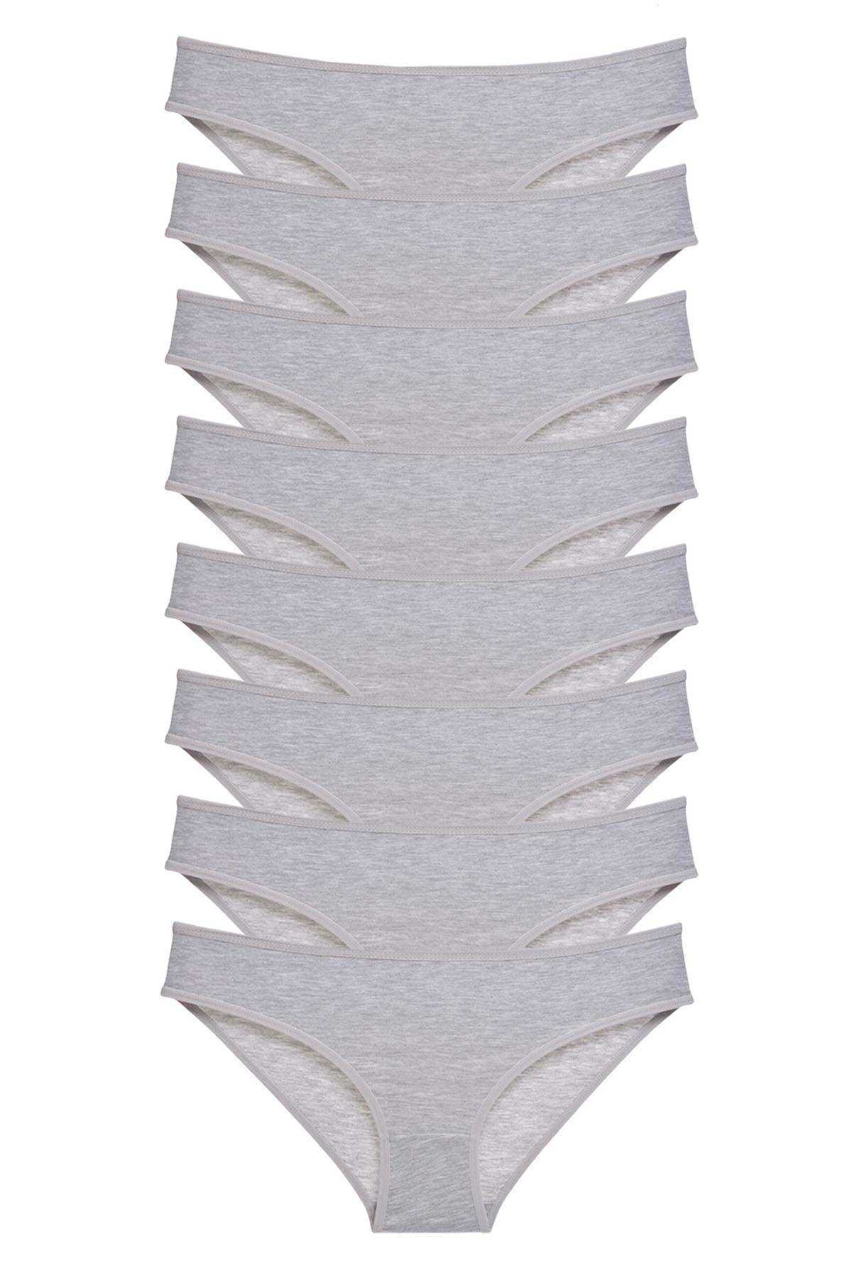 8 adet Süper Eko Set Likralı Kadın Slip Külot Gri resmi