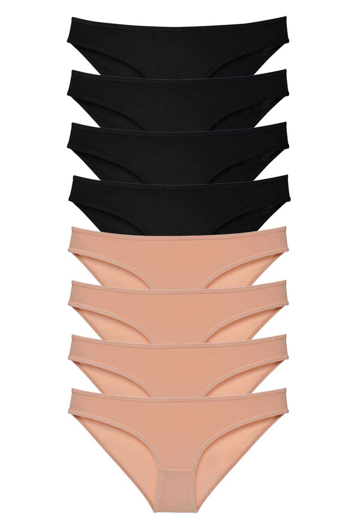 8 adet Süper Eko Set Likralı Kadın Slip Külot Siyah Ten resmi