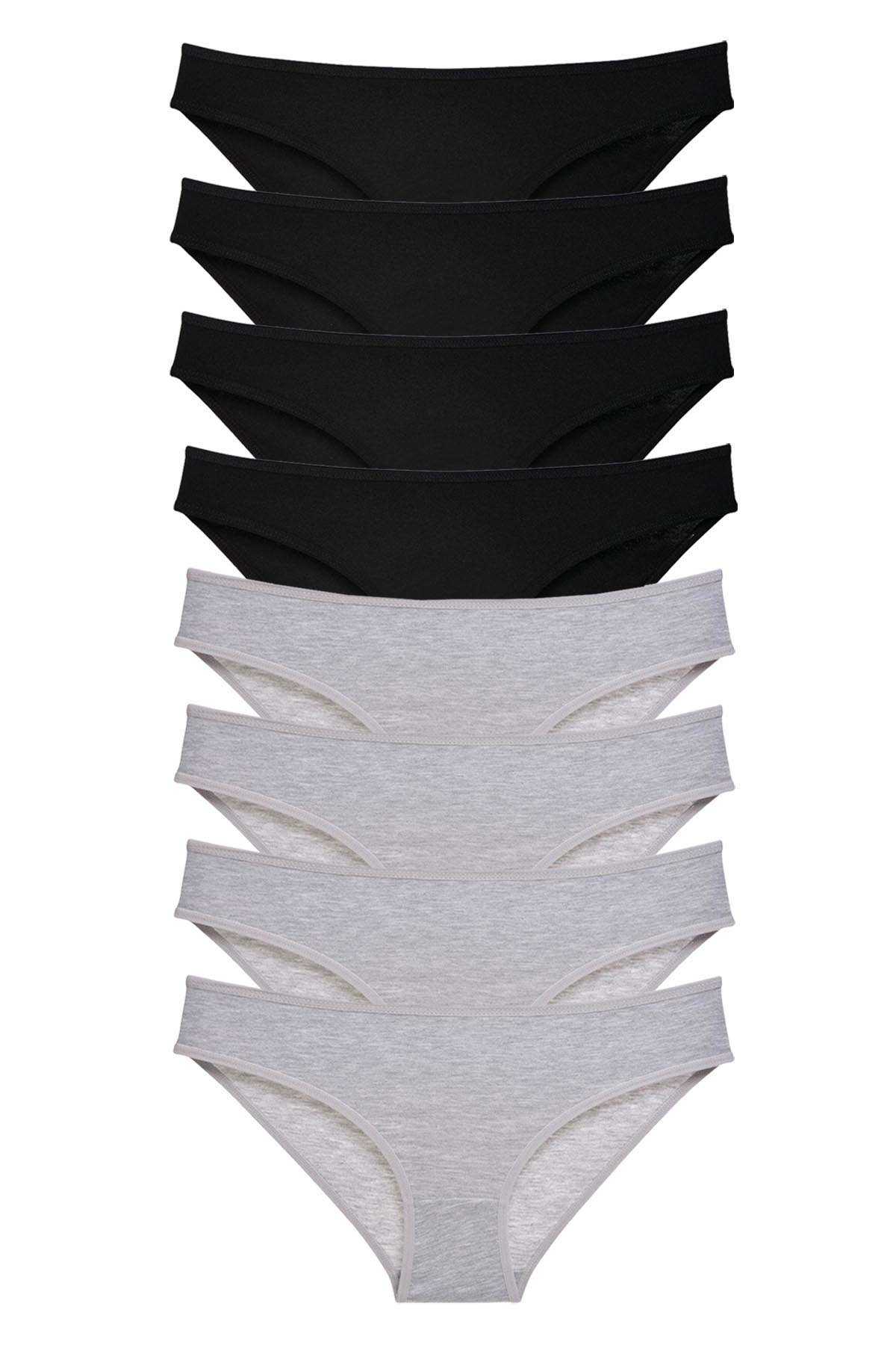 Picture of 8 adet Süper Eko Set Likralı Kadın Slip Külot Siyah Gri