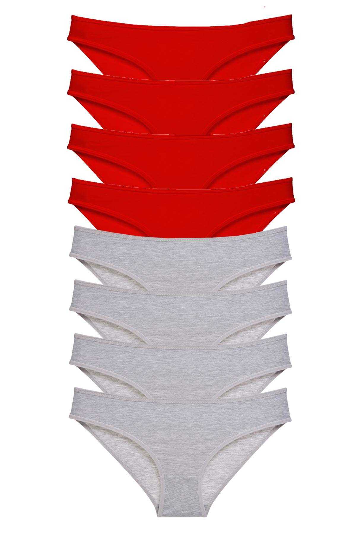Picture of 8 adet Süper Eko Set Likralı Kadın Slip Külot Kırmızı Gri