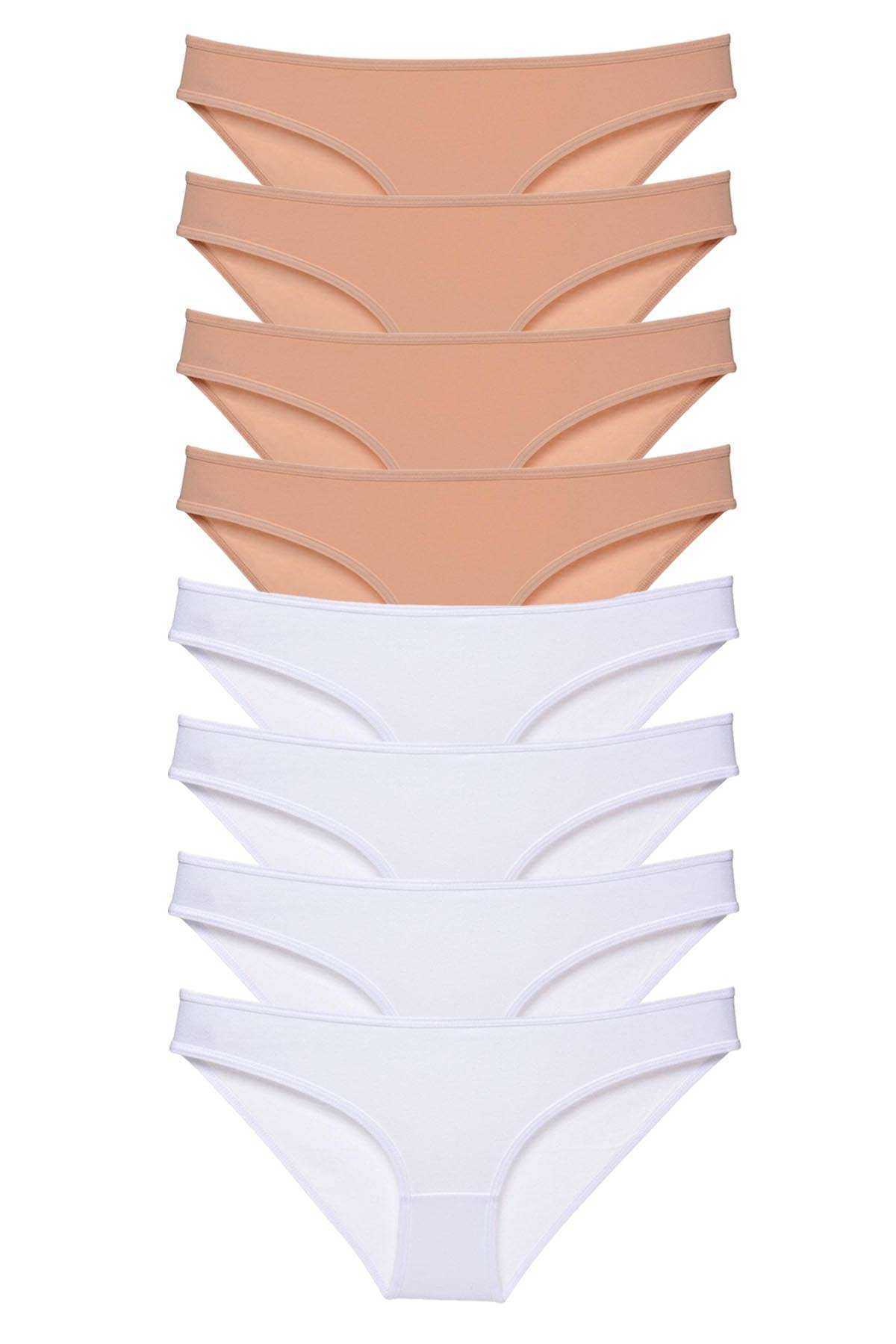 Picture of 8 adet Süper Eko Set Likralı Kadın Slip Külot Ten Beyaz