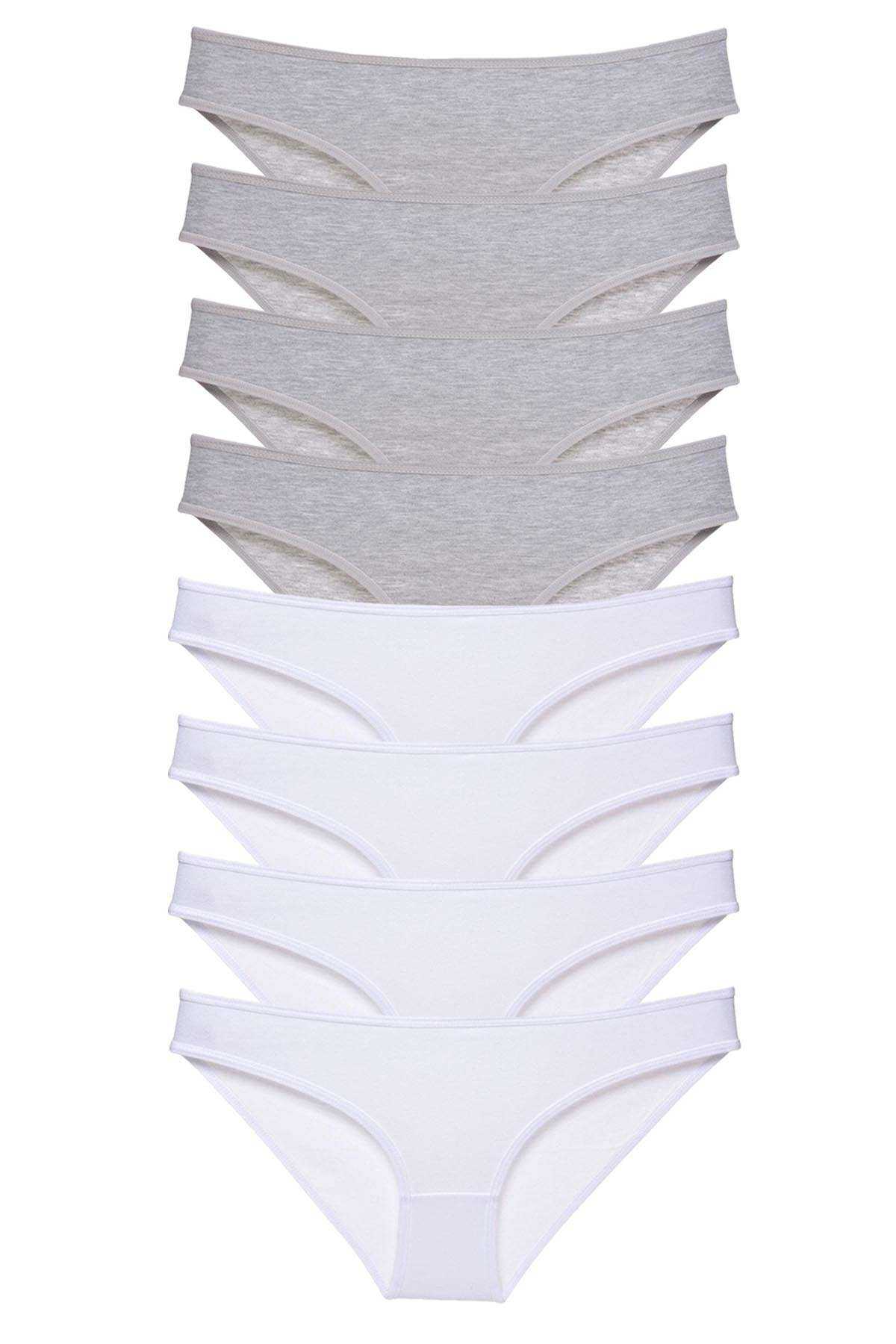 Picture of 8 adet Süper Eko Set Likralı Kadın Slip Külot Gri Beyaz