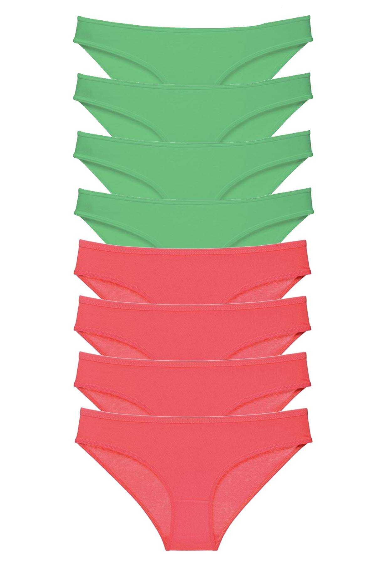 Picture of 8 adet Eko Set Likralı Kadın Slip Külot Yeşil Fuşya