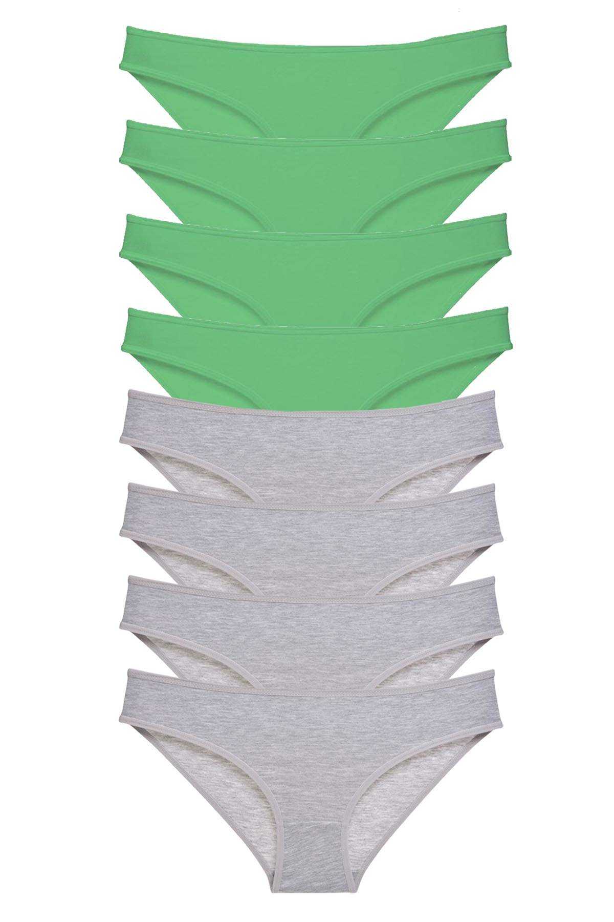 Picture of 8 adet Süper Eko Set Likralı Kadın Slip Külot Yeşil Gri
