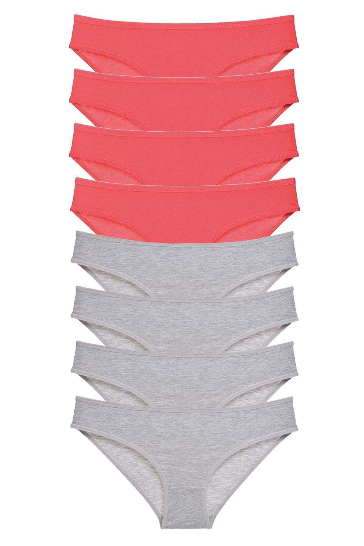 Picture of 8 adet Süper Eko Set Likralı Kadın Slip Külot Fuşya Gri