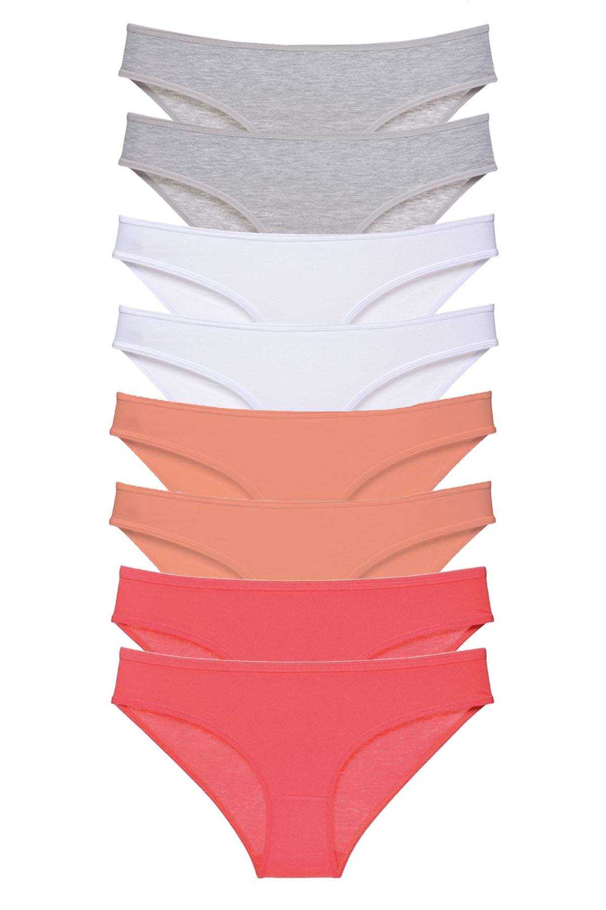 Picture of 8 adet Süper Eko Set Likralı Kadın Slip Külot Gri Beyaz Pudra Fuşya