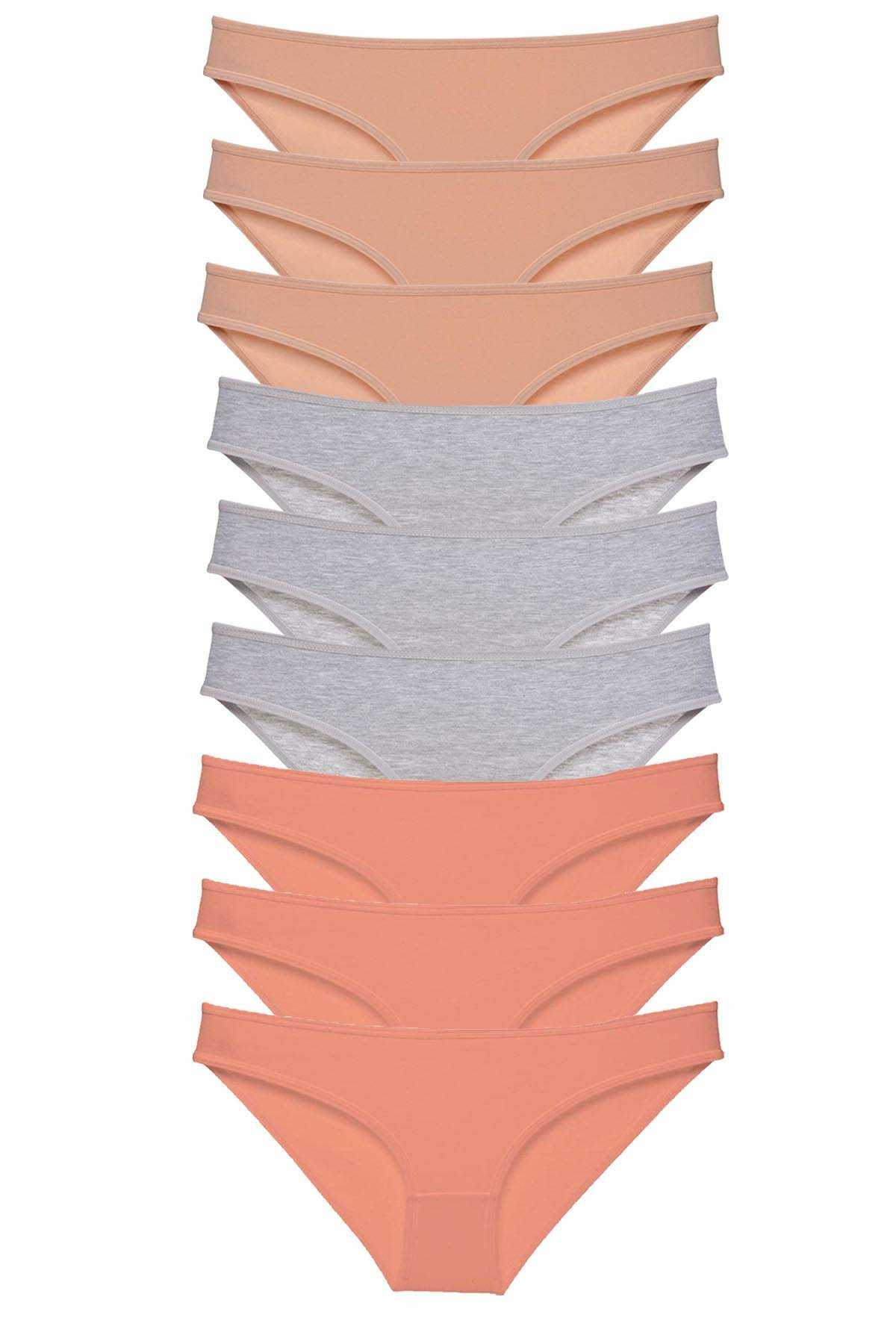 Picture of 9 adet Süper Eko Set Likralı Kadın Slip Külot Ten Gri Pudra