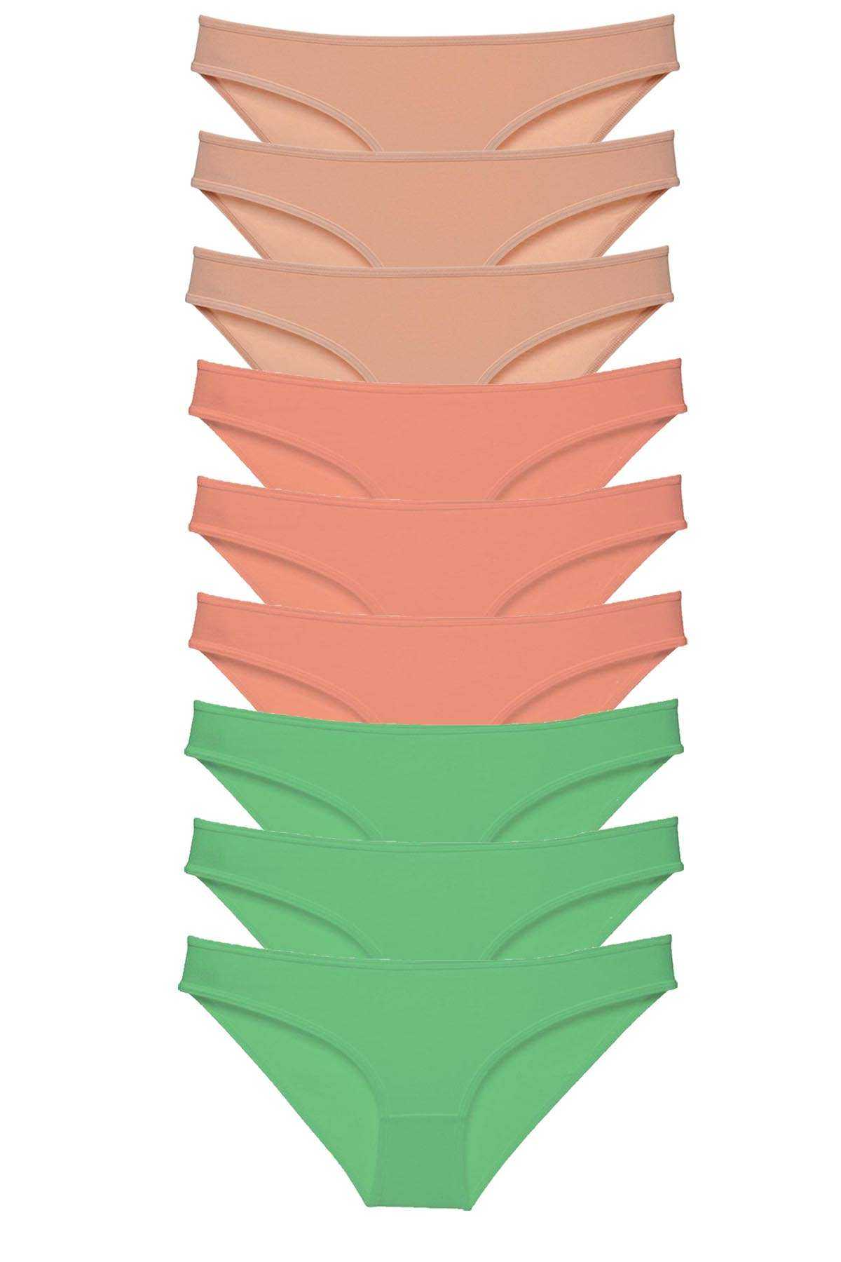 Picture of 9 adet Süper Eko Set Likralı Kadın Slip Külot Ten Pudra Yeşil