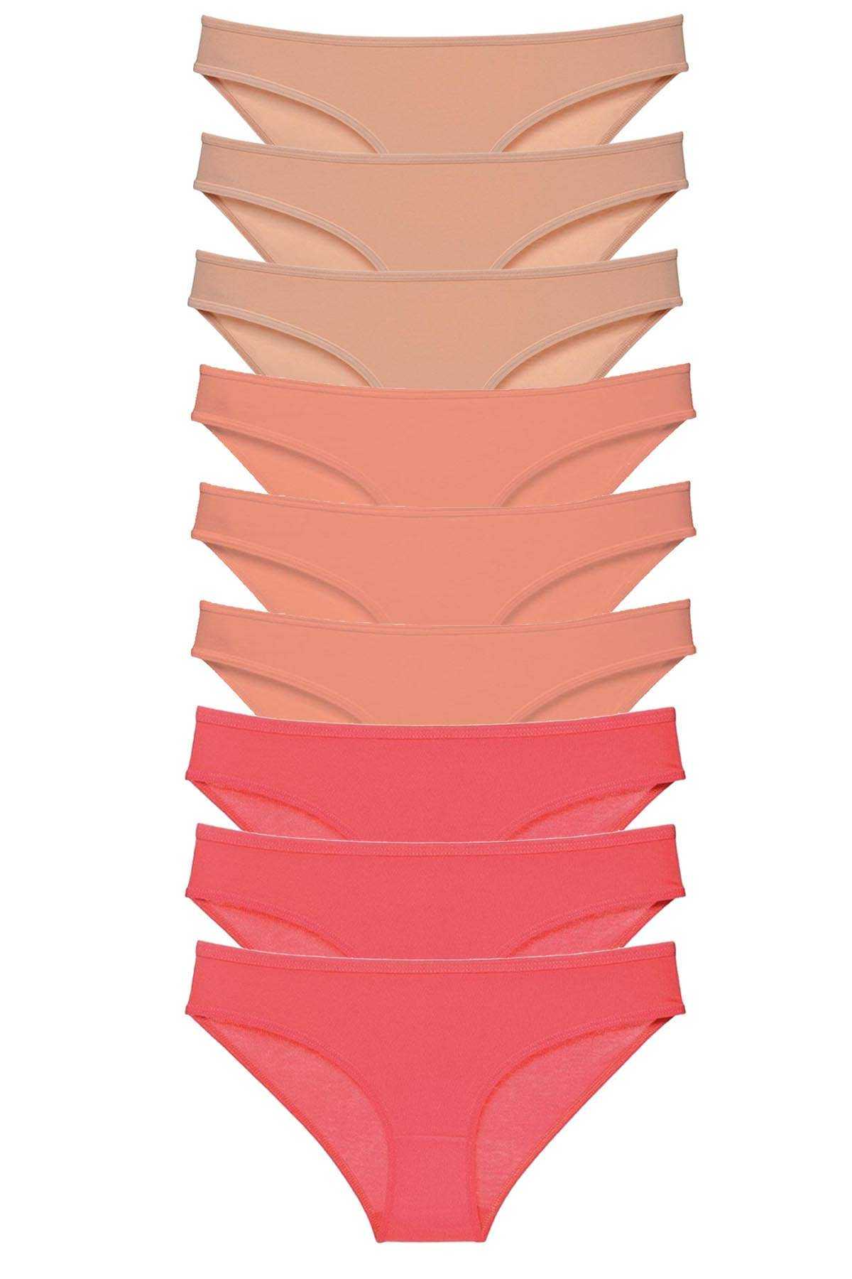 Picture of 9 adet Süper Eko Set Likralı Kadın Slip Külot Ten Pudra Fuşya