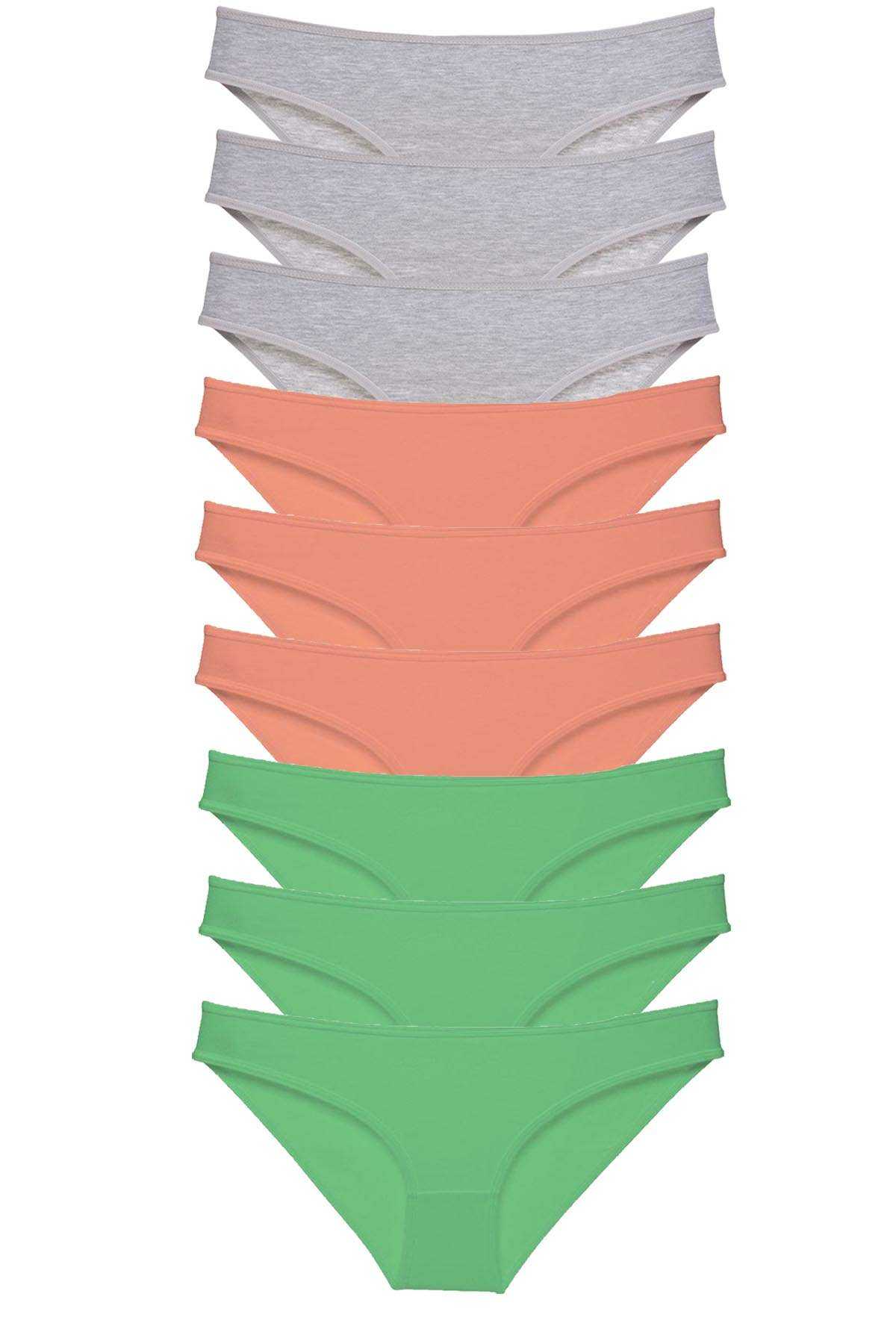 Picture of 9 adet Süper Eko Set Likralı Kadın Slip Külot Gri Pudra Yeşil