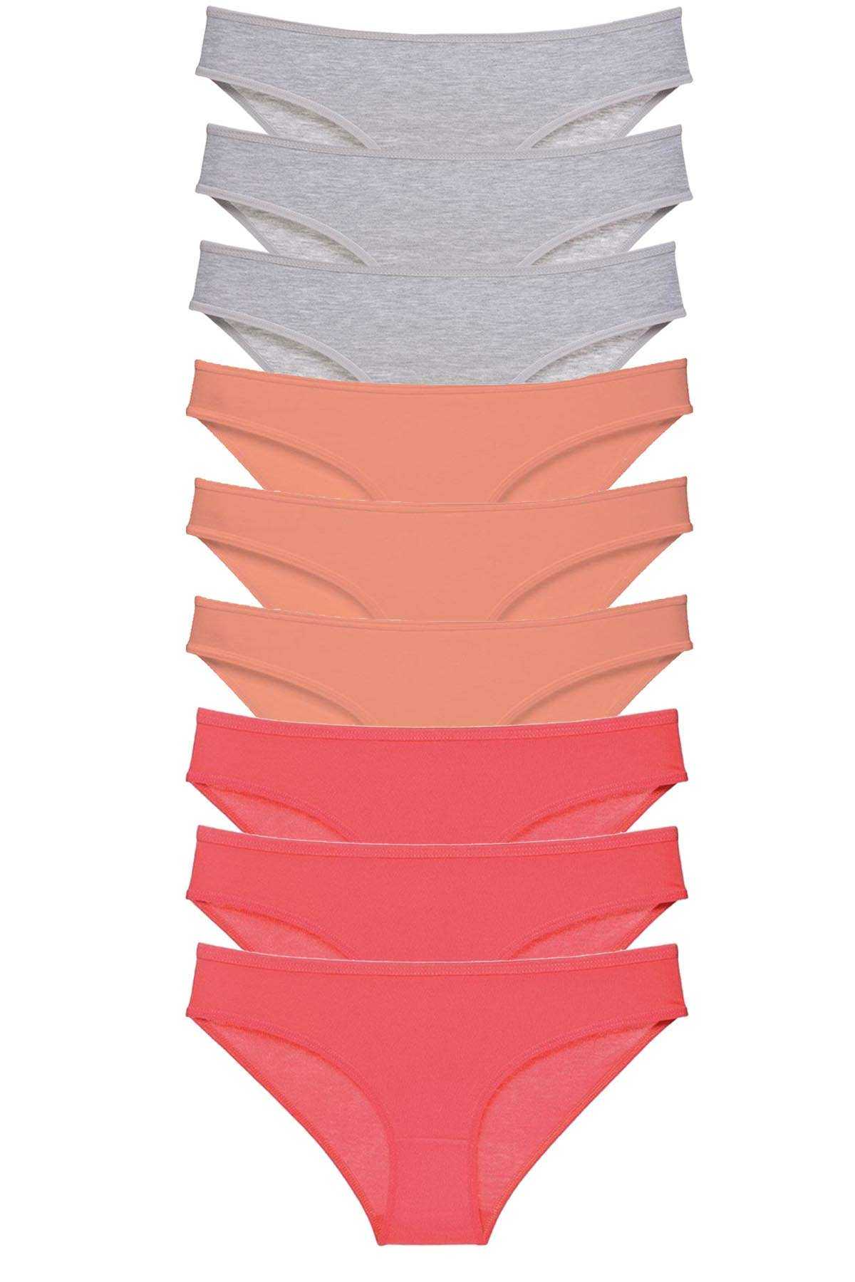 Picture of 9 adet Süper Eko Set Likralı Kadın Slip Külot Gri Pudra Fuşya