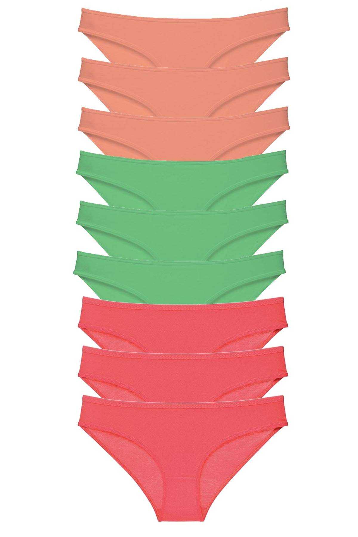 Picture of 9 adet Süper Eko Set Likralı Kadın Slip Külot Pudra Yeşil Fuşya