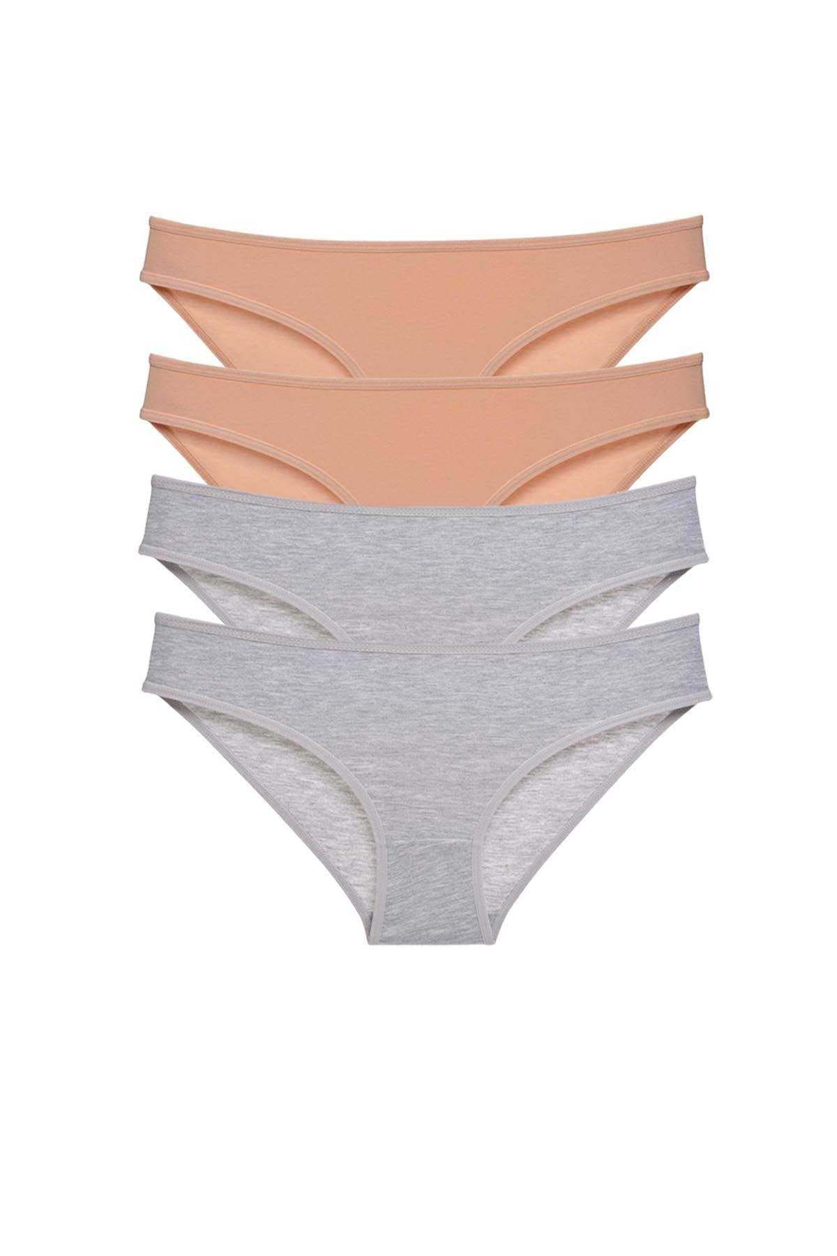 Picture of 4 adet Süper Eko Set Likralı Kadın Slip Külot Ten Gri