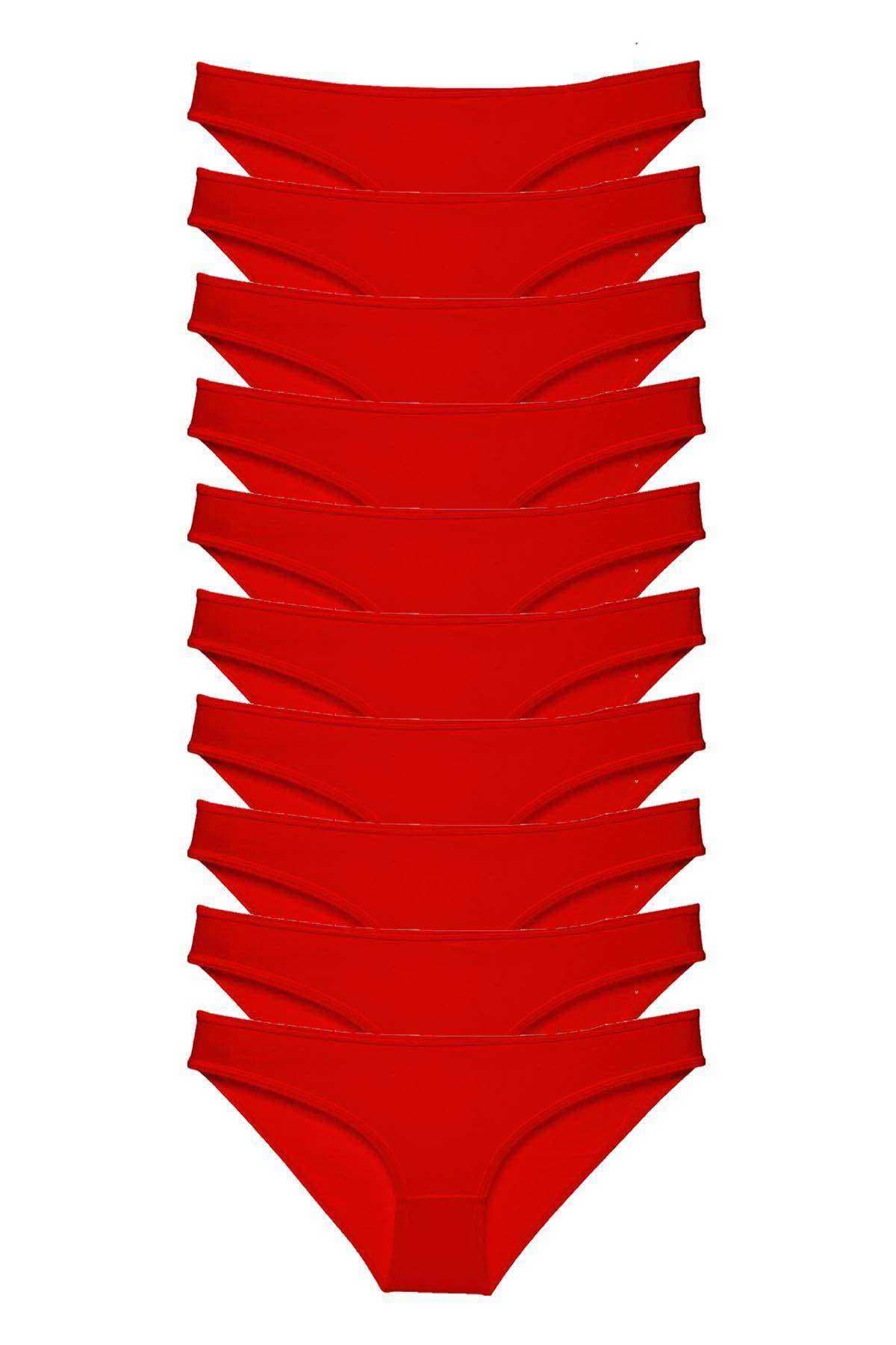 Picture of 10 adet Süper Eko Set Likralı Kadın Slip Külot Kırmızı