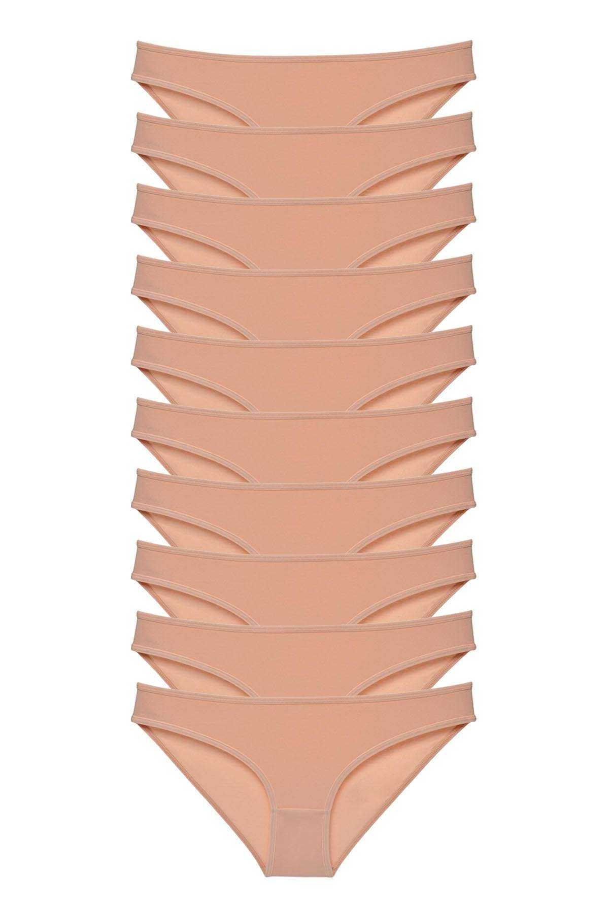 10 adet Süper Eko Set Likralı Kadın Slip Külot Ten resmi