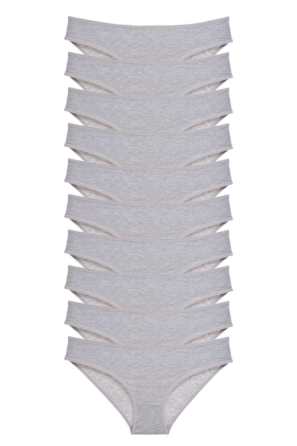 10 adet Süper Eko Set Likralı Kadın Slip Külot Gri resmi