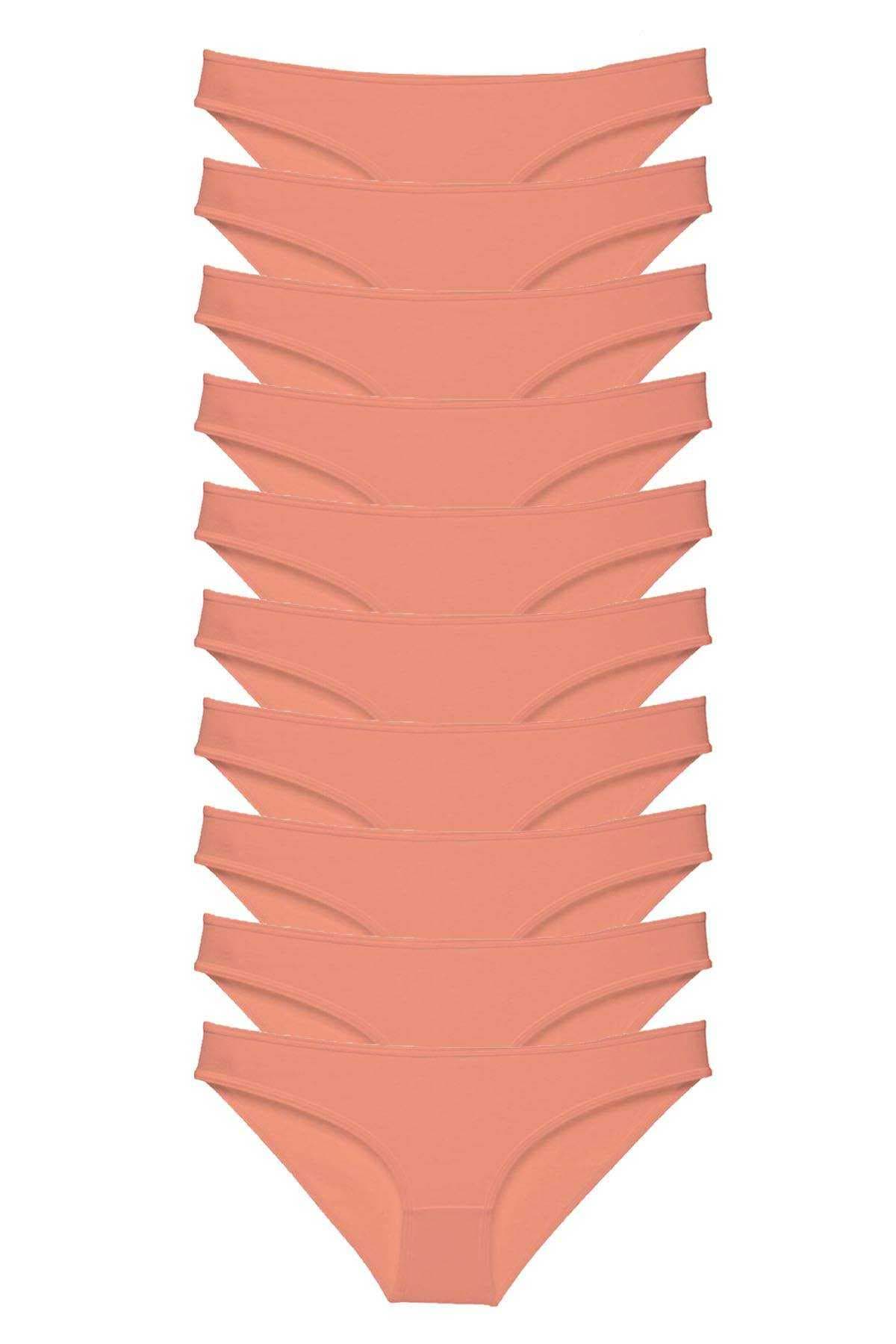 10 adet Süper Eko Set Likralı Kadın Slip Külot Pudra resmi