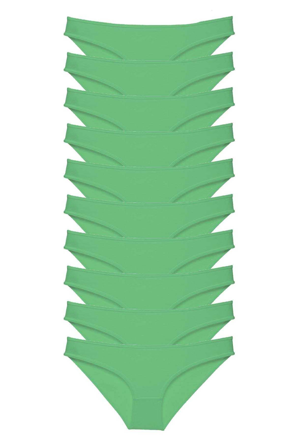 10 adet Süper Eko Set Likralı Kadın Slip Külot Yeşil resmi