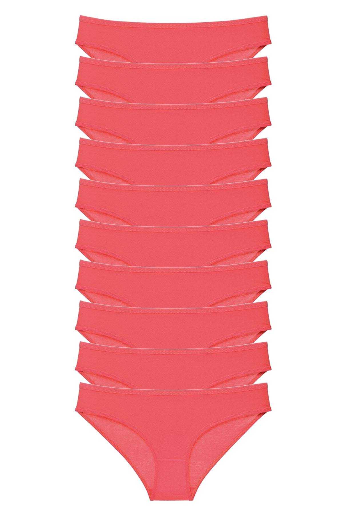 10 adet Süper Eko Set Likralı Kadın Slip Külot Fuşya resmi