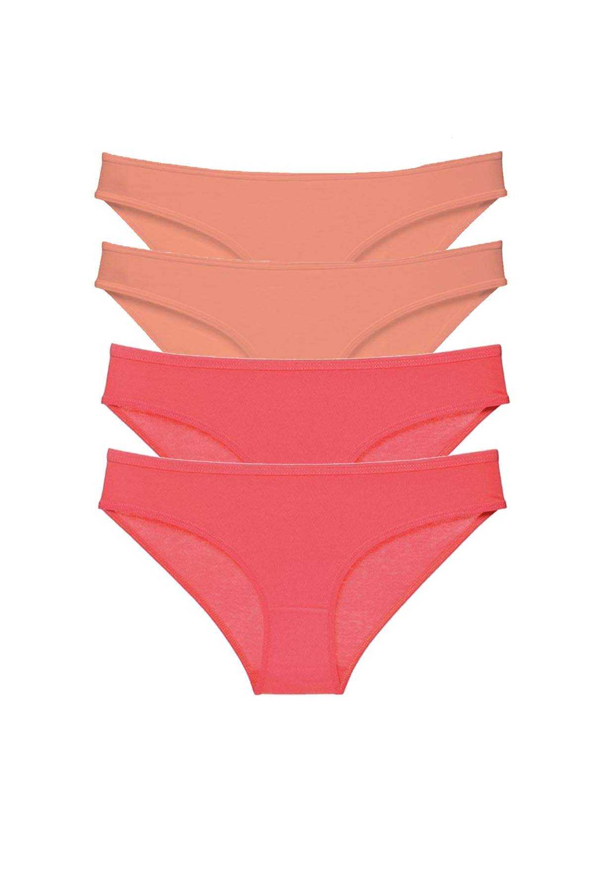 4 adet Eko Set Likralı Kadın Slip Külot Pudra Fuşya resmi