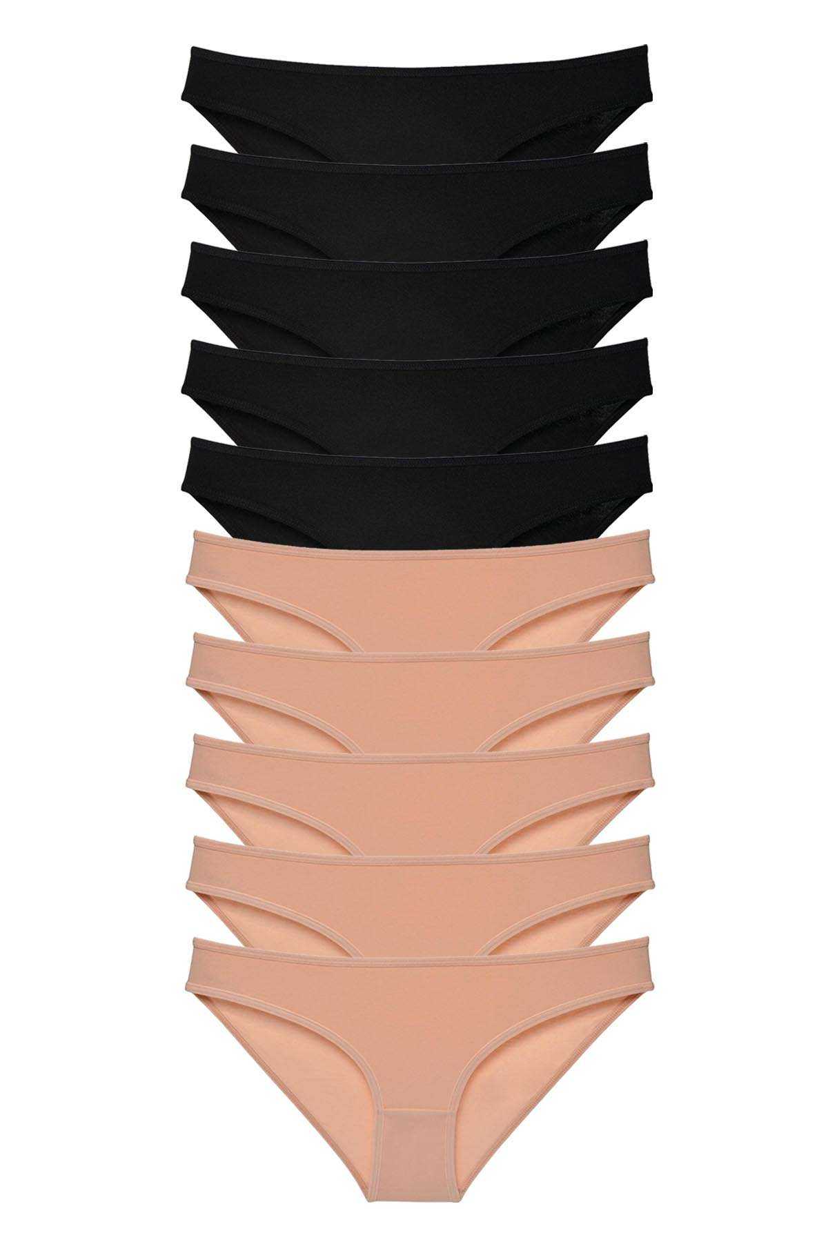 10 adet Süper Eko Set Likralı Kadın Slip Külot Siyah Ten resmi