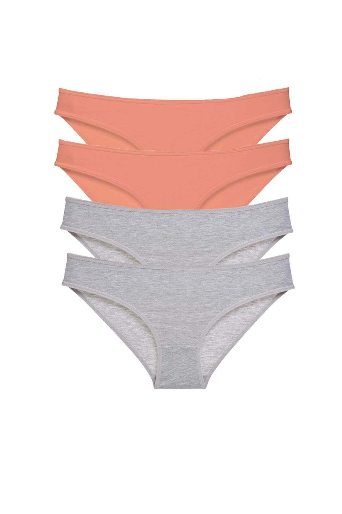 4 adet Süper Eko Set Likralı Kadın Slip Külot Pudra Gri resmi