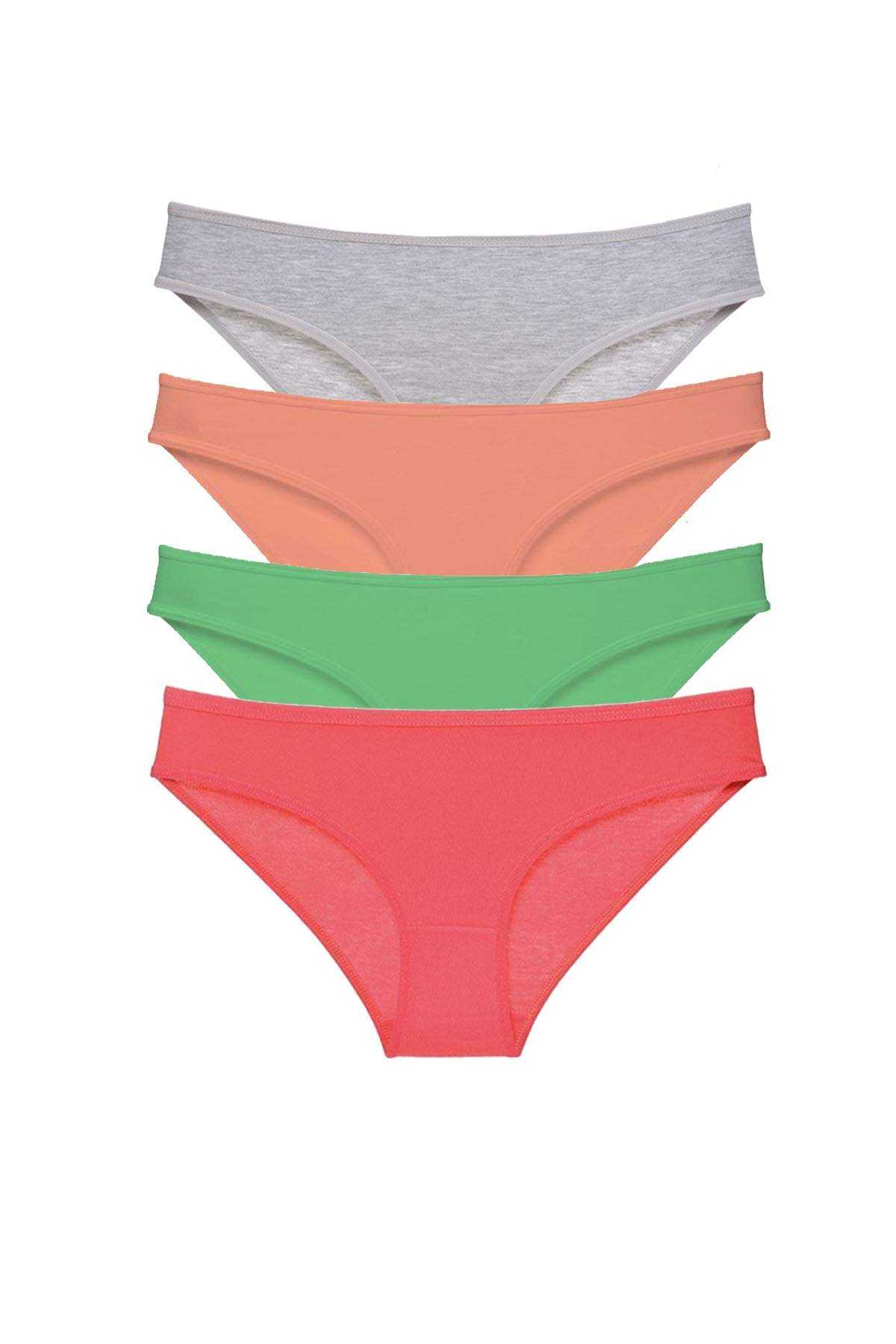 Picture of 4 adet Süper Eko Set Likralı Kadın Slip Külot Gri Pudra Yeşil Fuşya