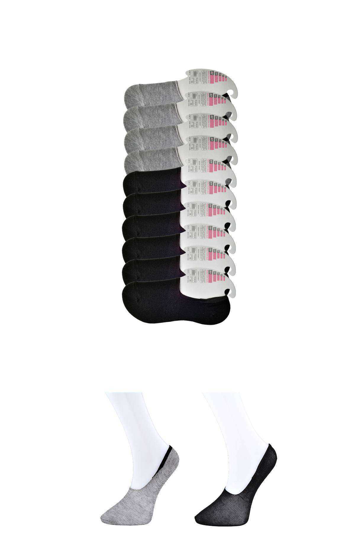 Siyah ve Gri Kadın Babet Çorap 9 çift resmi