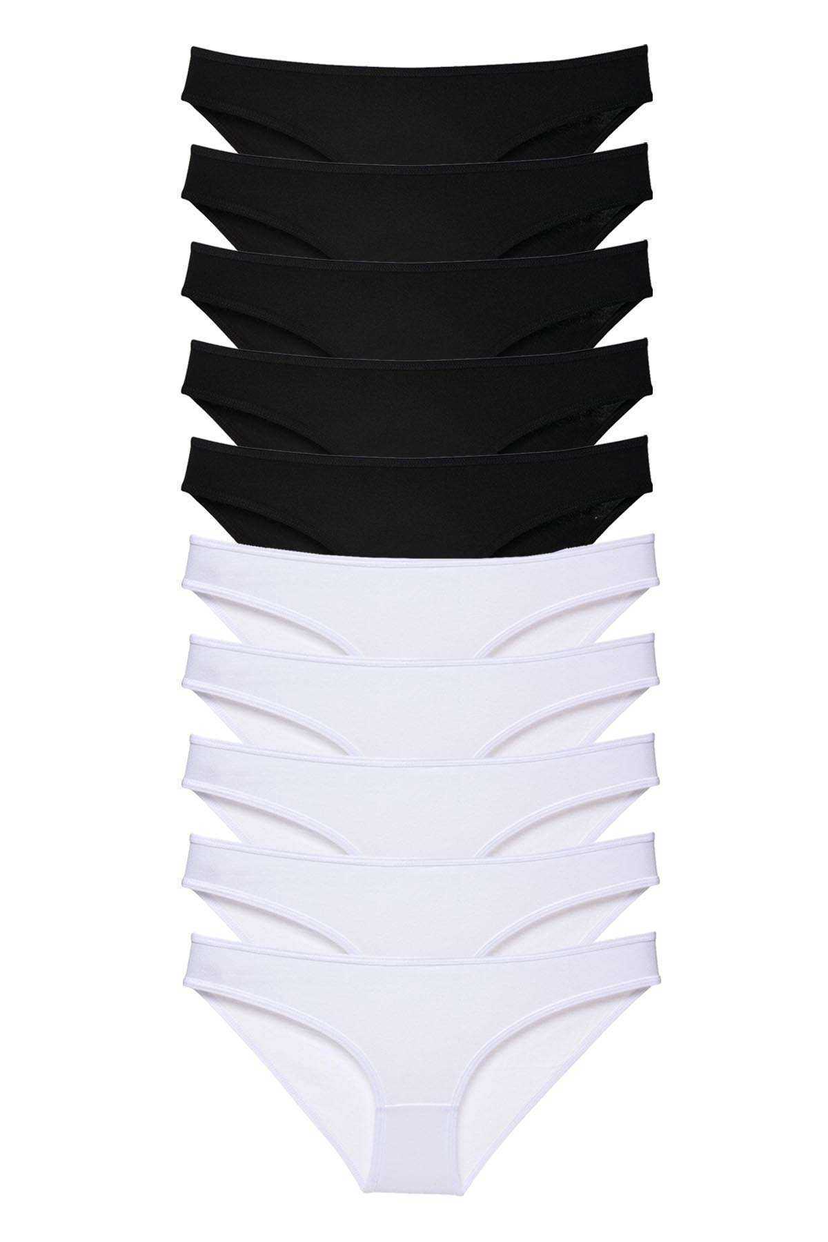 10 adet Eko Set Likralı Kadın Slip Külot Siyah Beyaz resmi