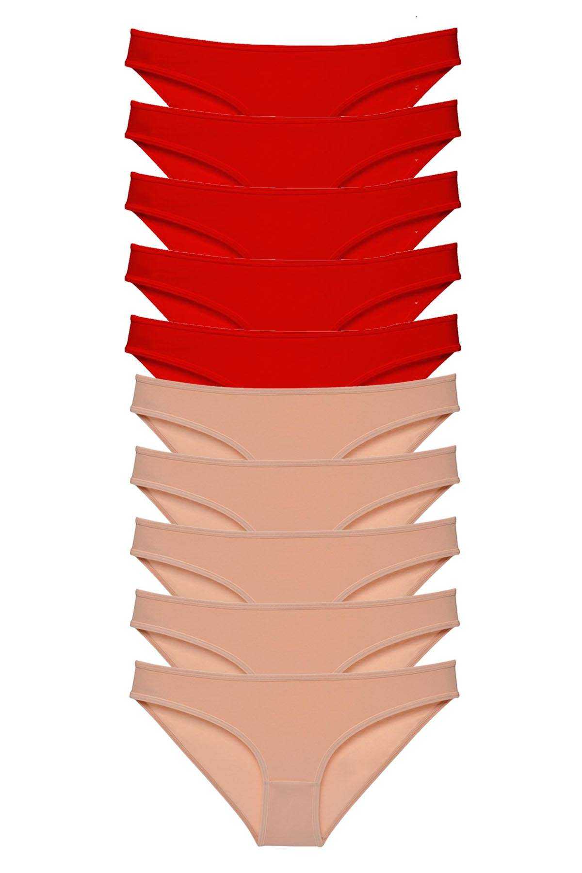 10 adet Eko Set Likralı Kadın Slip Külot Kırmızı Ten resmi