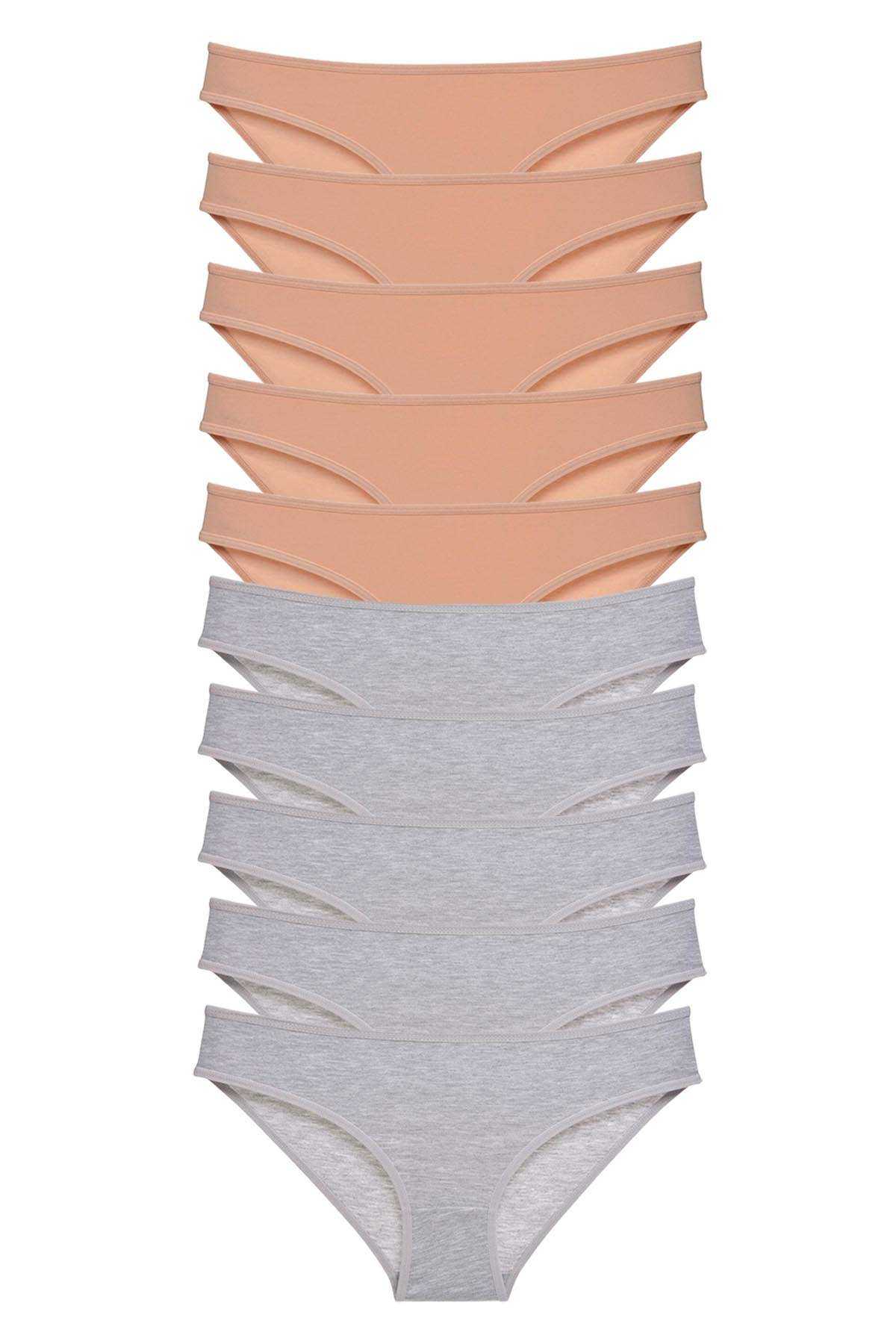 10 adet Süper Eko Set Likralı Kadın Slip Külot Ten Gri resmi