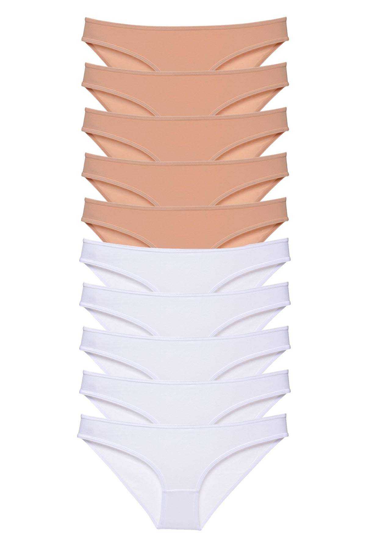 10 adet Süper Eko Set Likralı Kadın Slip Külot Ten Beyaz resmi