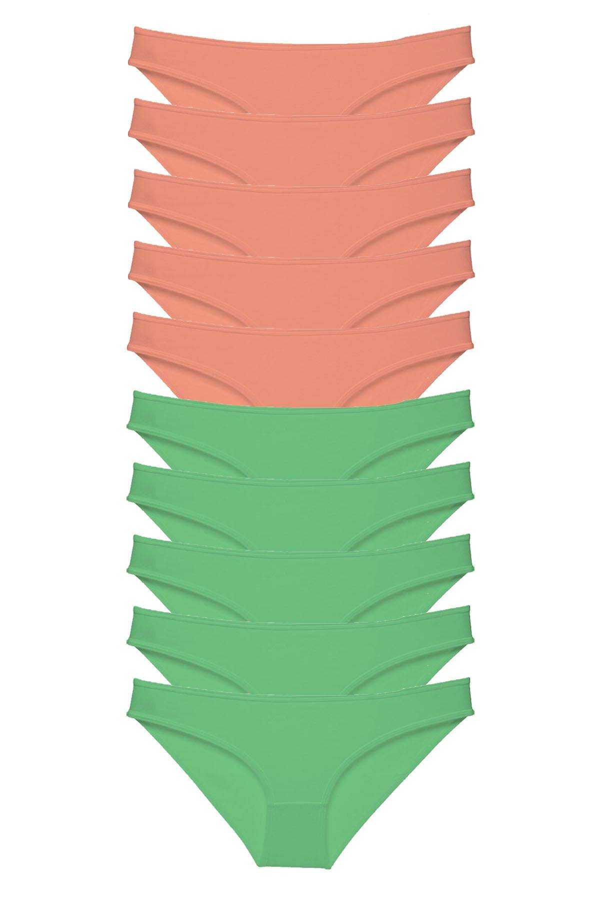 10 adet Eko Set Likralı Kadın Slip Külot Pudra Yeşil resmi