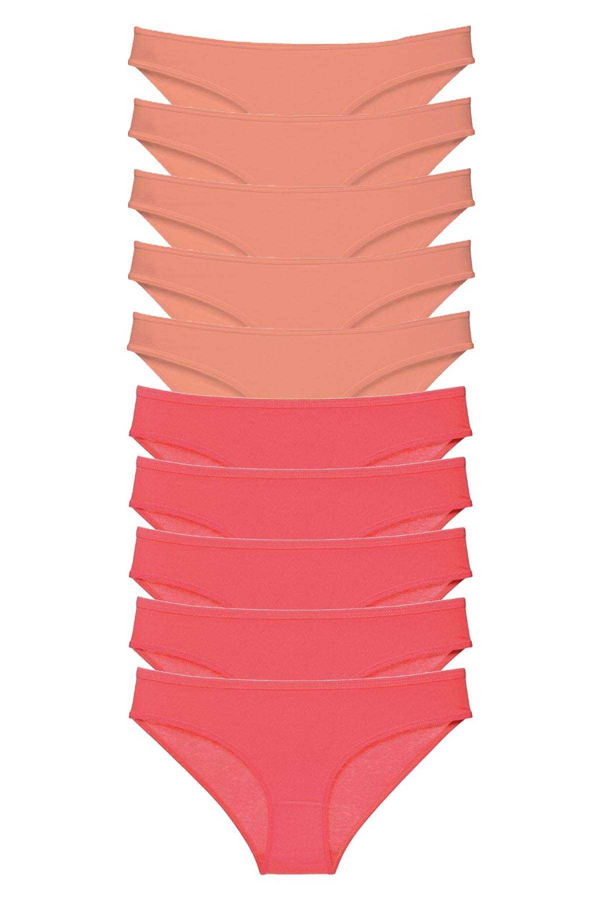 10 adet Eko Set Likralı Kadın Slip Külot Pudra Fuşya resmi