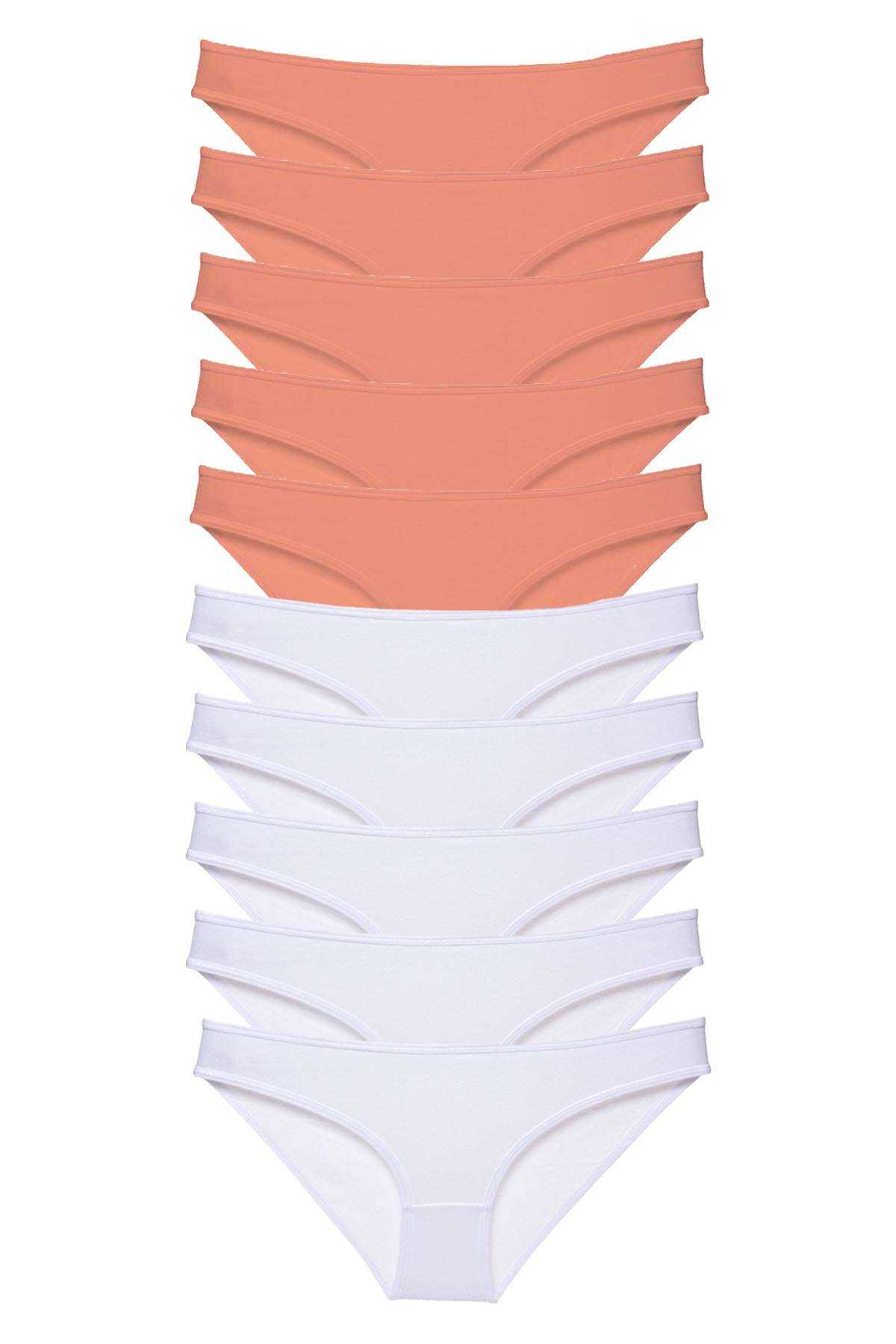 10 adet Eko Set Likralı Kadın Slip Külot Pudra Beyaz resmi