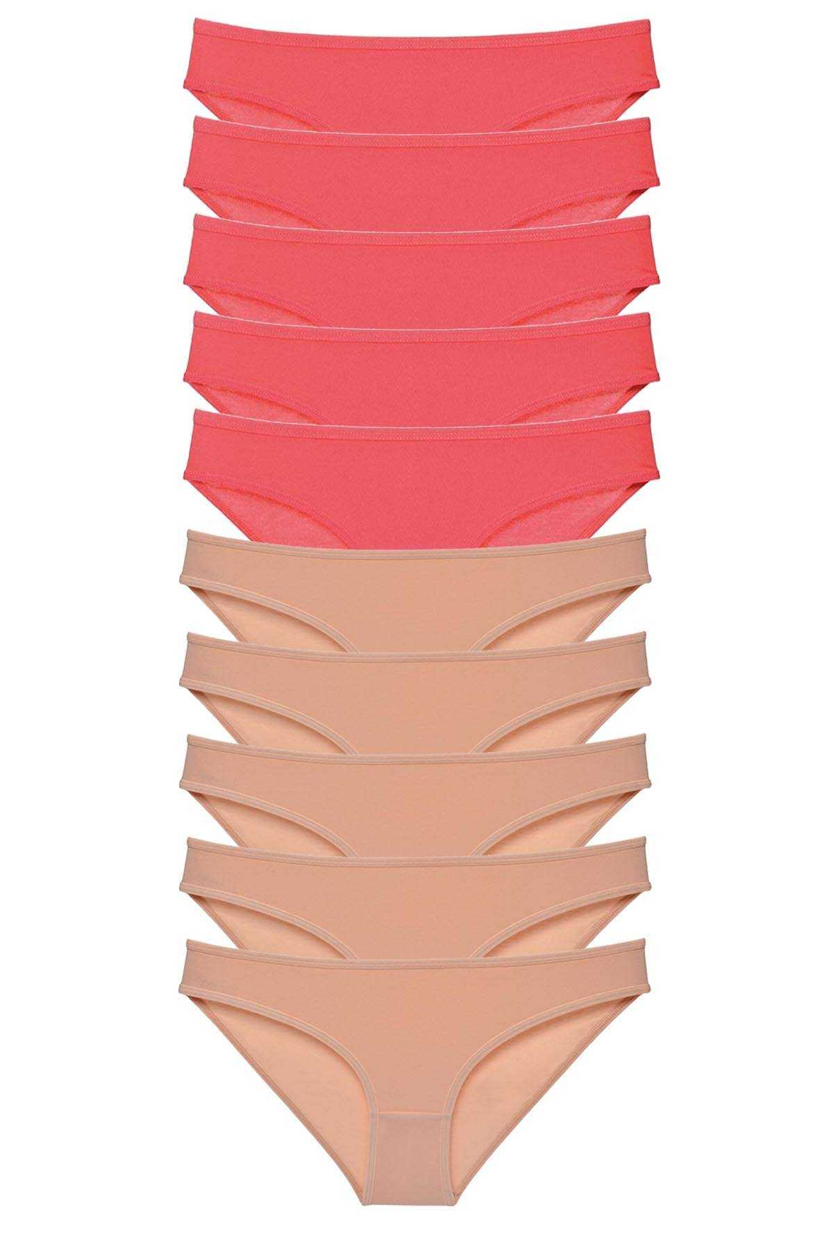 10 adet Süper Eko Set Likralı Kadın Slip Külot Fuşya Ten resmi