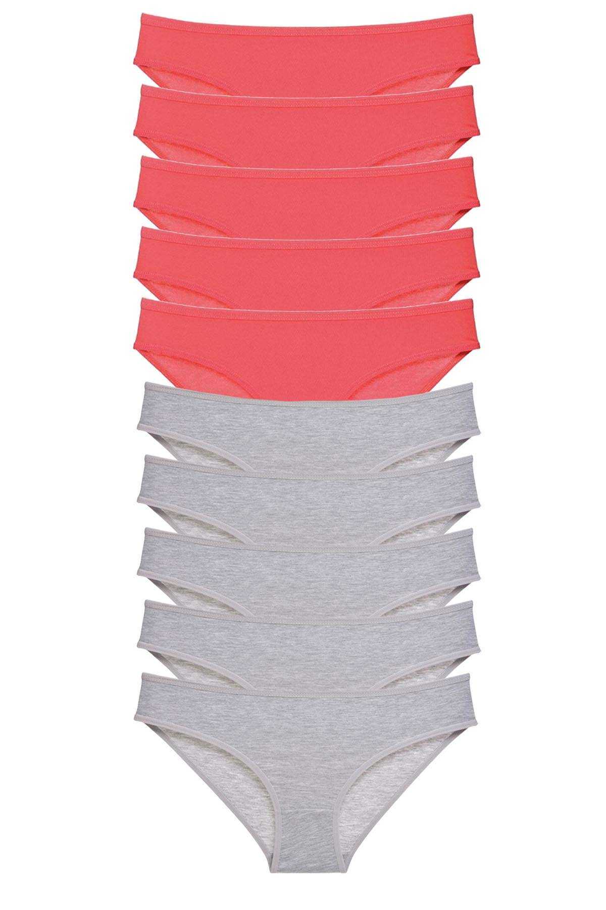 10 adet Süper Eko Set Likralı Kadın Slip Külot Fuşya Gri resmi