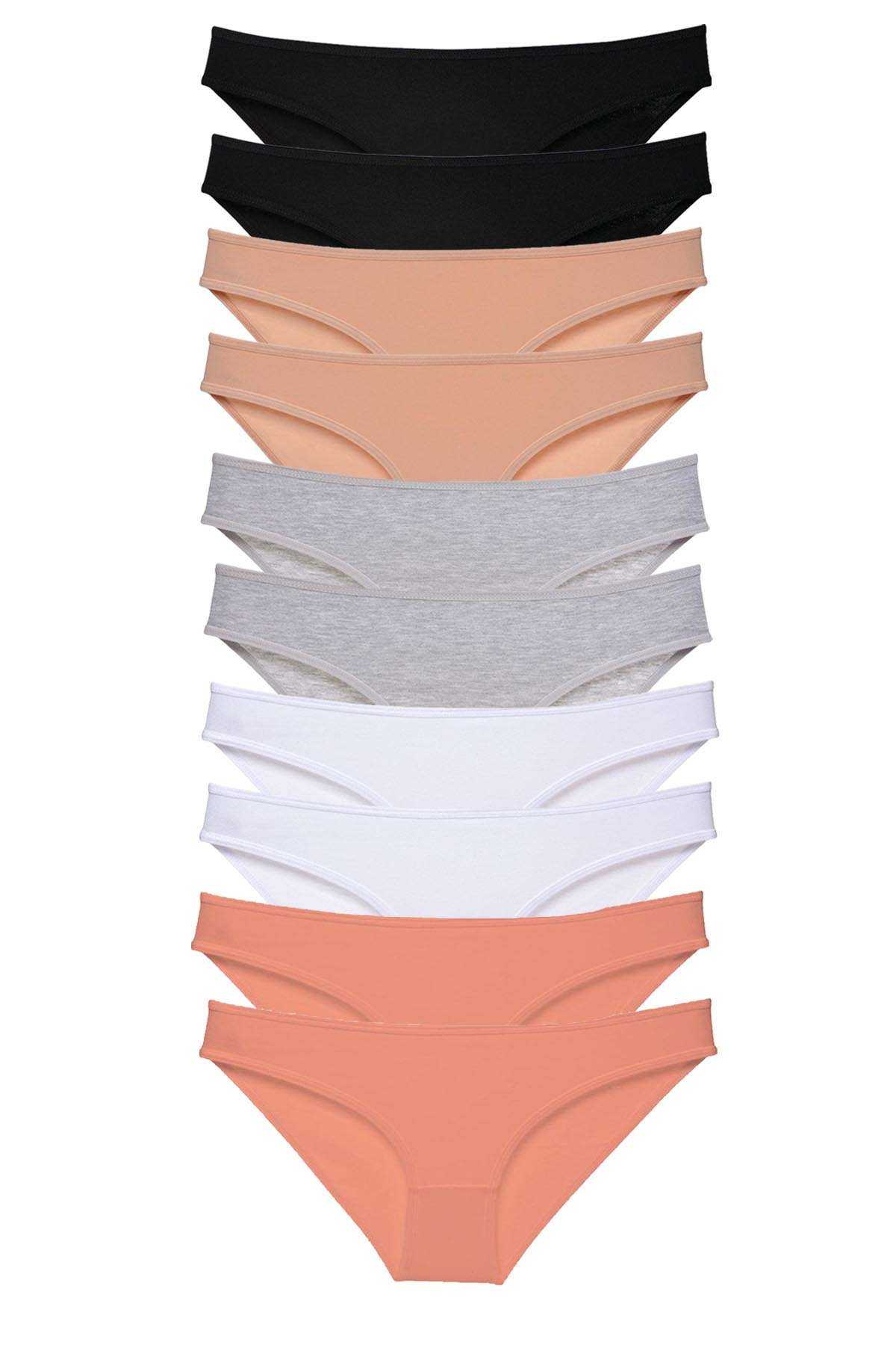 10 adet Süper Eko Set Likralı Kadın Slip Külot Siyah Ten Gri Beyaz Pudra resmi