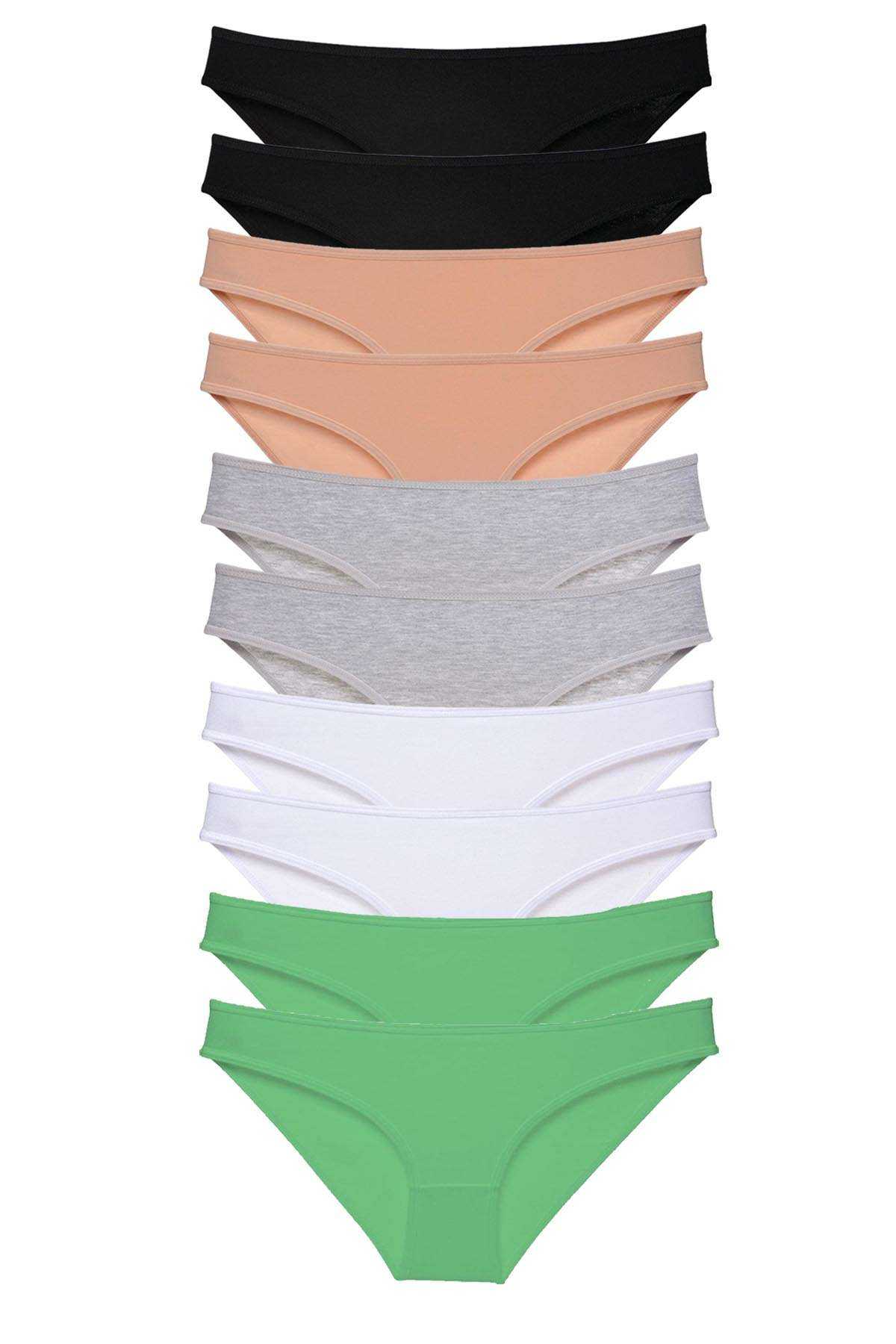 10 adet Süper Eko Set Likralı Kadın Slip Külot Siyah Ten Gri Beyaz Yeşil resmi