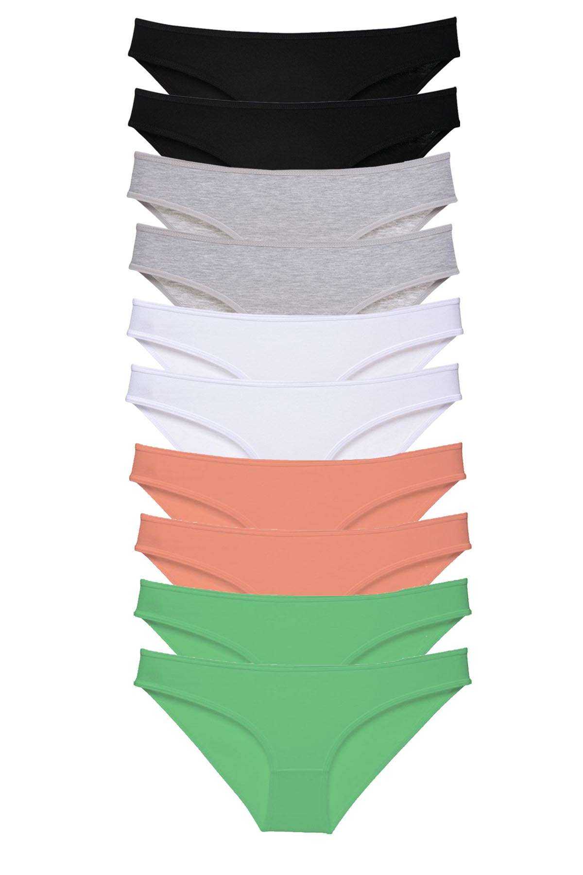 10 adet Süper Eko Set Likralı Kadın Slip Külot Siyah Gri Beyaz Pudra Yeşil resmi