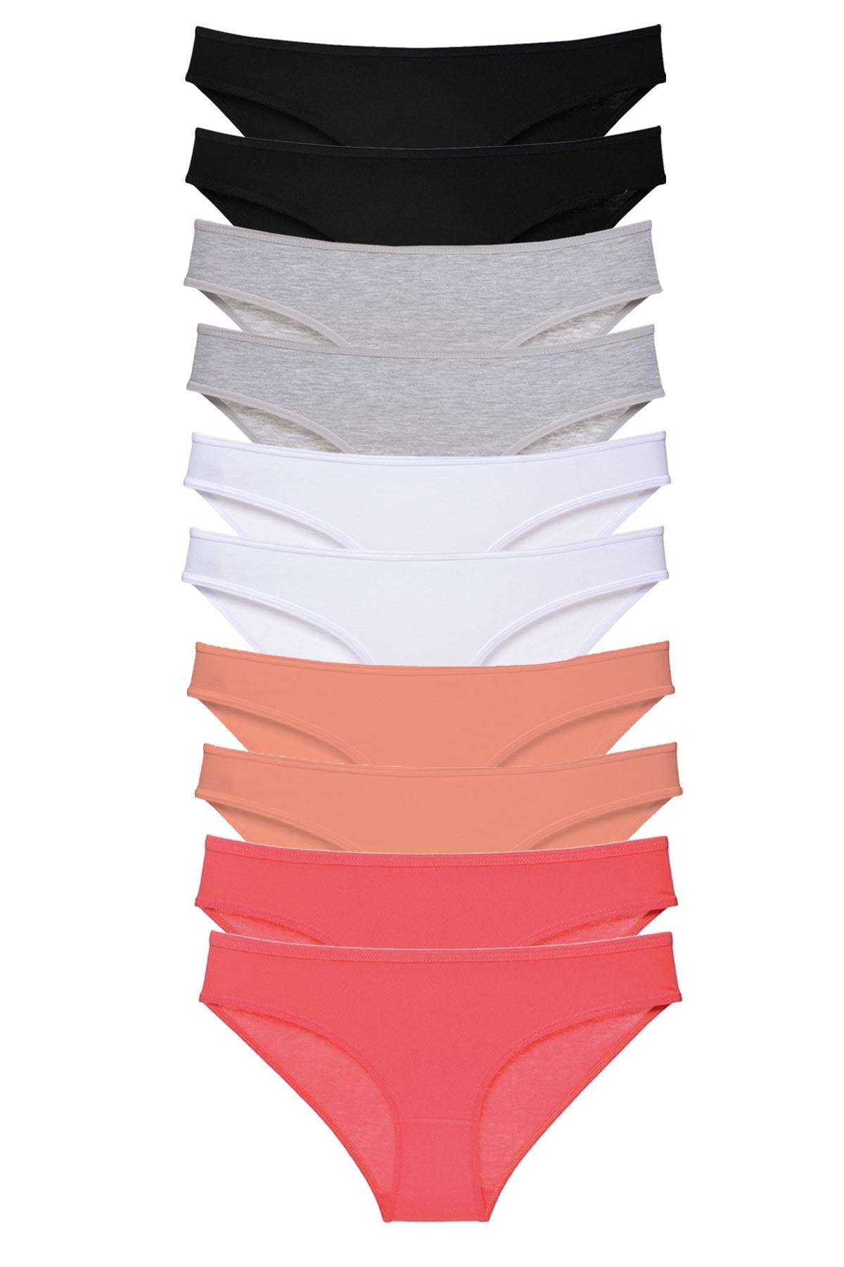 10 adet Süper Eko Set Likralı Kadın Slip Külot Siyah Gri Beyaz Pudra Fuşya resmi