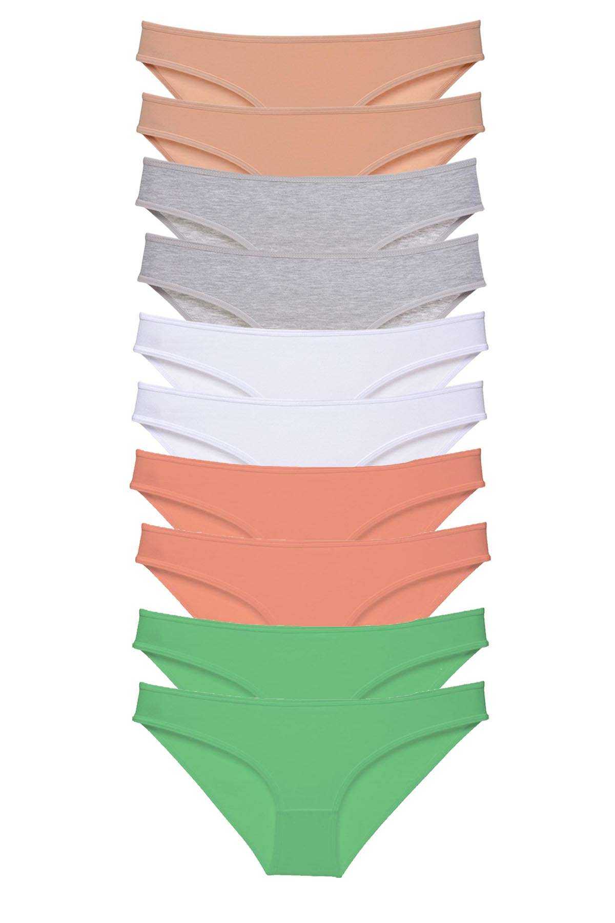 10 adet Süper Eko Set Likralı Kadın Slip Külot Ten Gri Beyaz Pudra Yeşil resmi