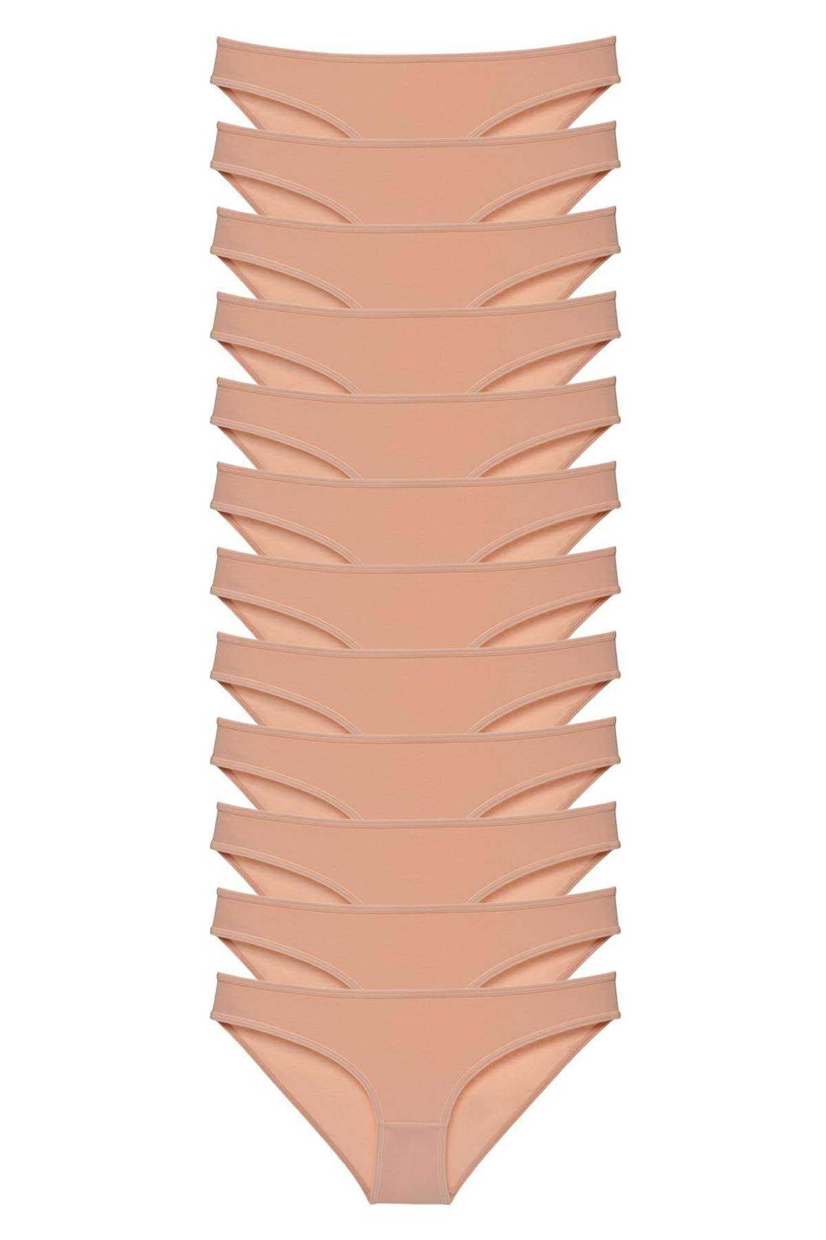 12 adet Süper Eko Set Likralı Kadın Slip Külot Ten resmi