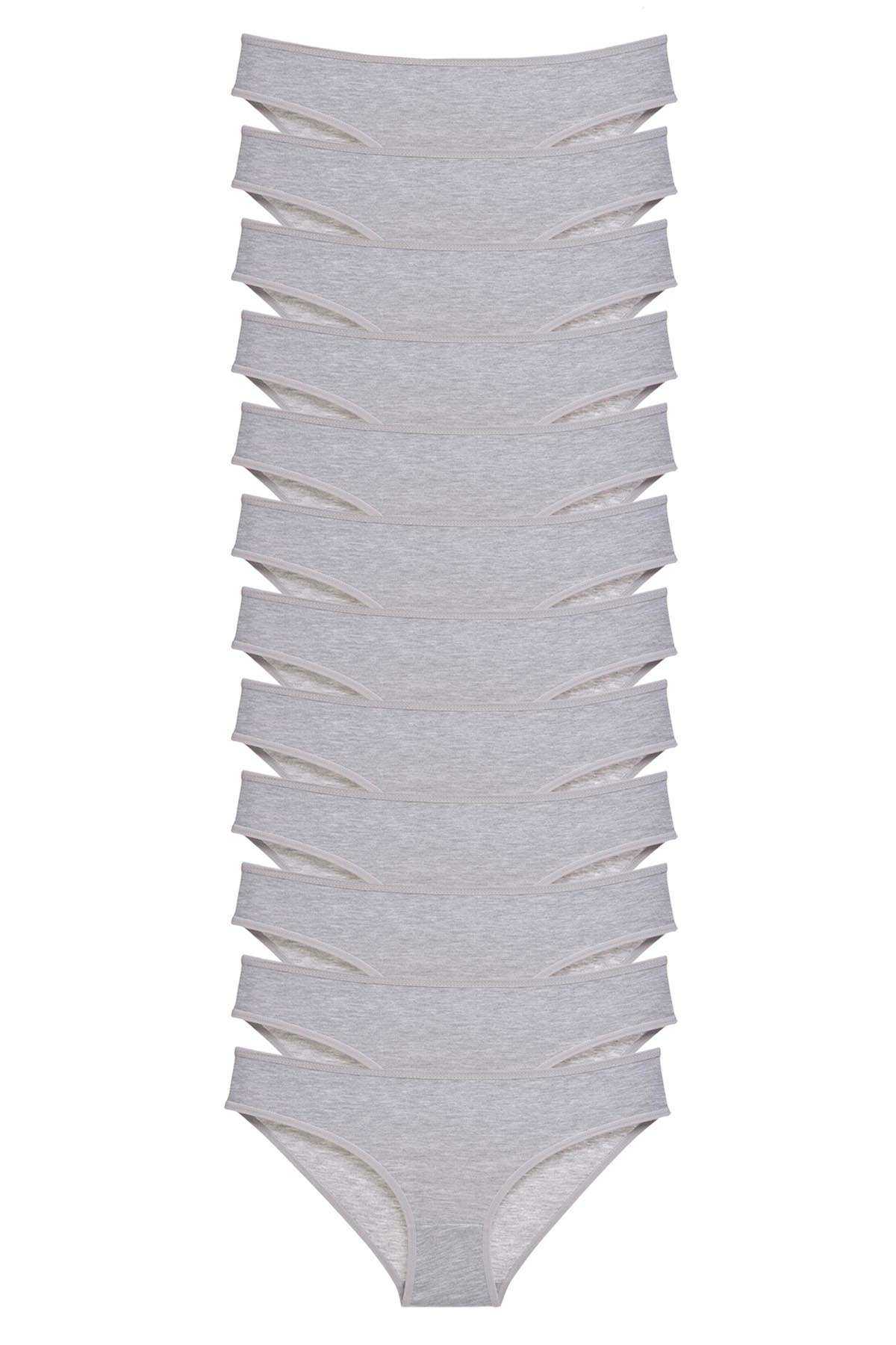 12 adet Süper Eko Set Likralı Kadın Slip Külot Gri resmi