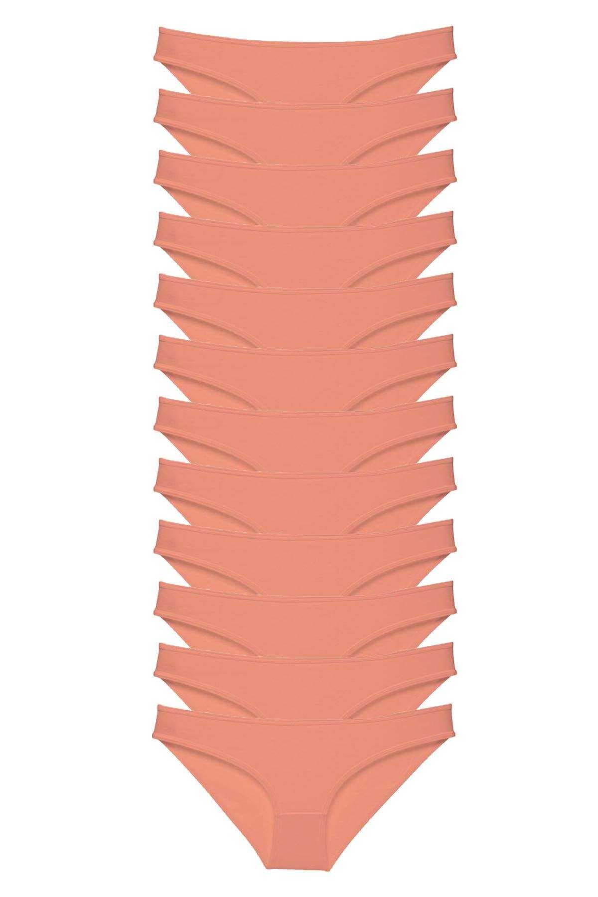 12 adet Süper Eko Set Likralı Kadın Slip Külot Pudra resmi